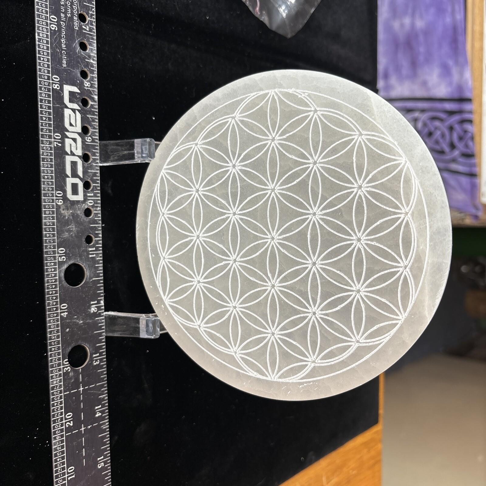5 1/2” Selenite Charging Plate/Grid With Flower Of Life