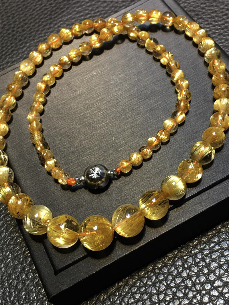 Top Natural Rutilated Quartz Healing Crystal Bracelet Necklace Reiki Gift 30.8g