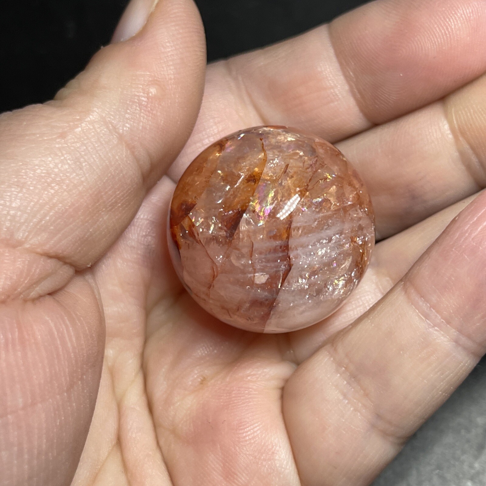 Fire Quartz Hematoid Crystal Sphere Ball Mini Sphere Marble 27.8mm
