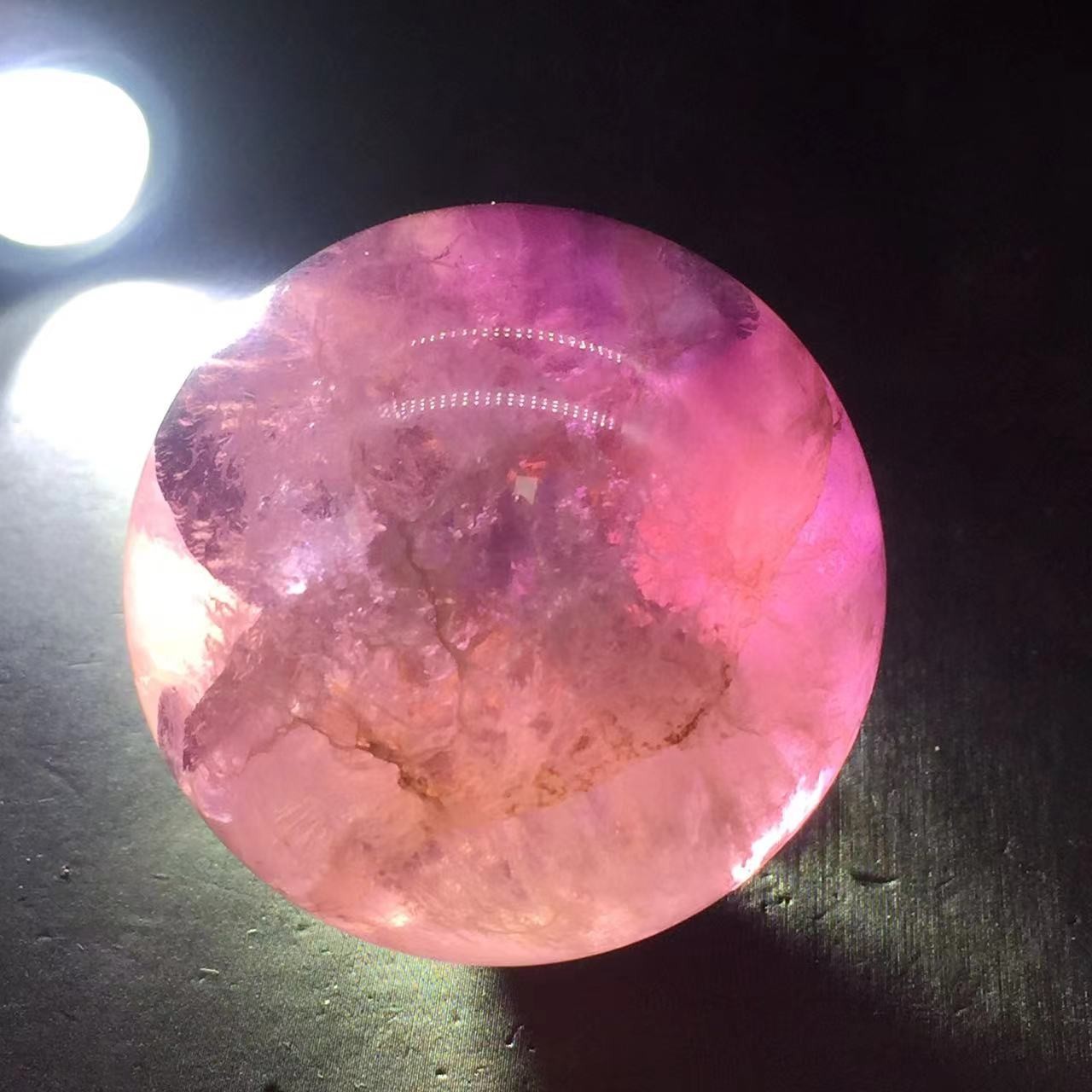 Natural Purple Fluorite Quartz Crystal Carved Ball&Free Stand Healing Reiki 52mm