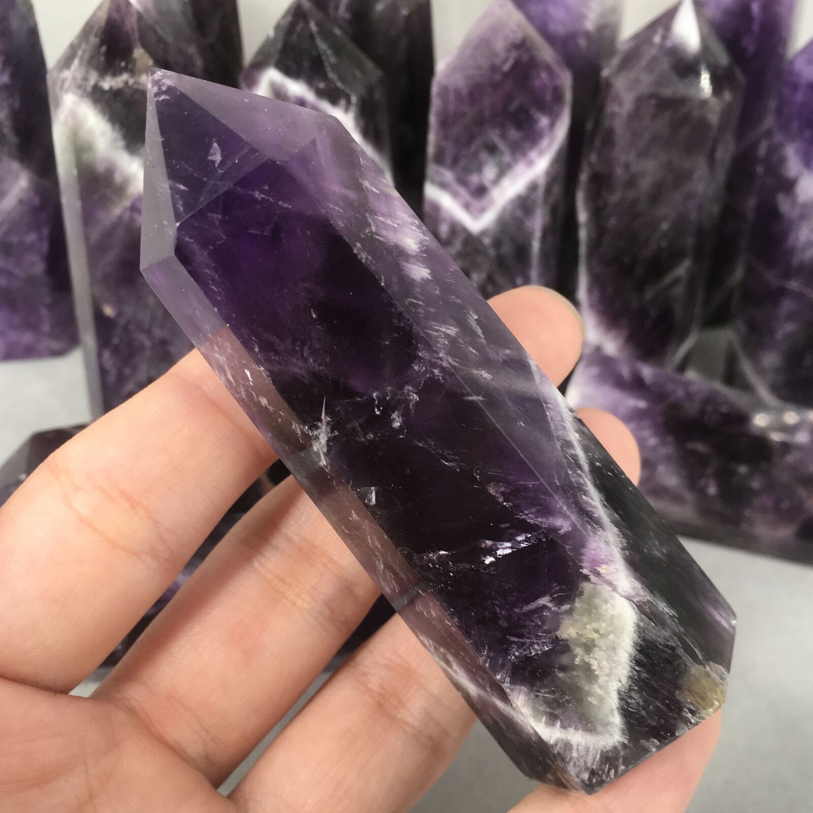 A+ Natural Dreamy Amethyst Quartz Obelisk quartz crystal wand Point healing 1PC