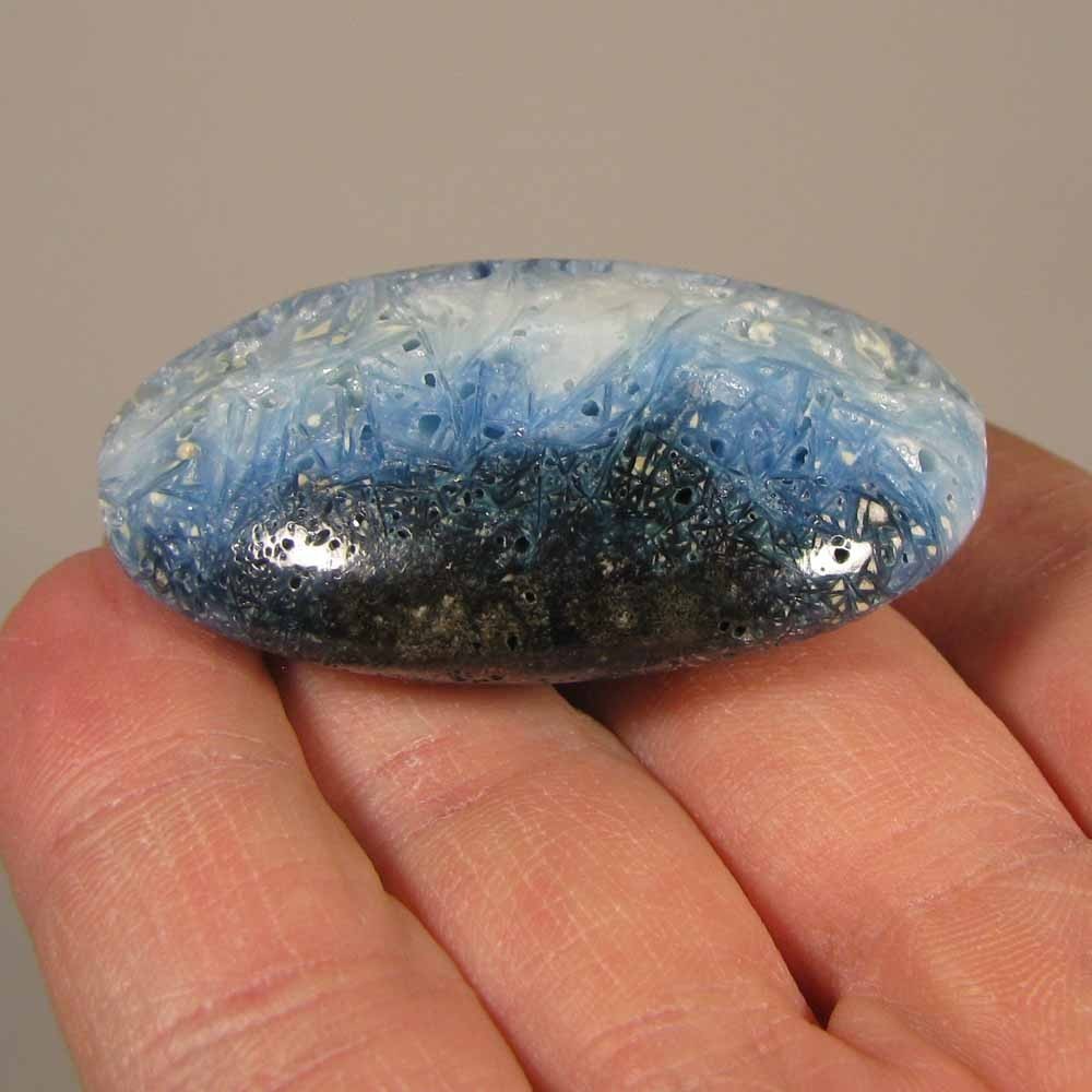2″ Blue Ice GLACIERITE Polished Palm Stone – Indonesia