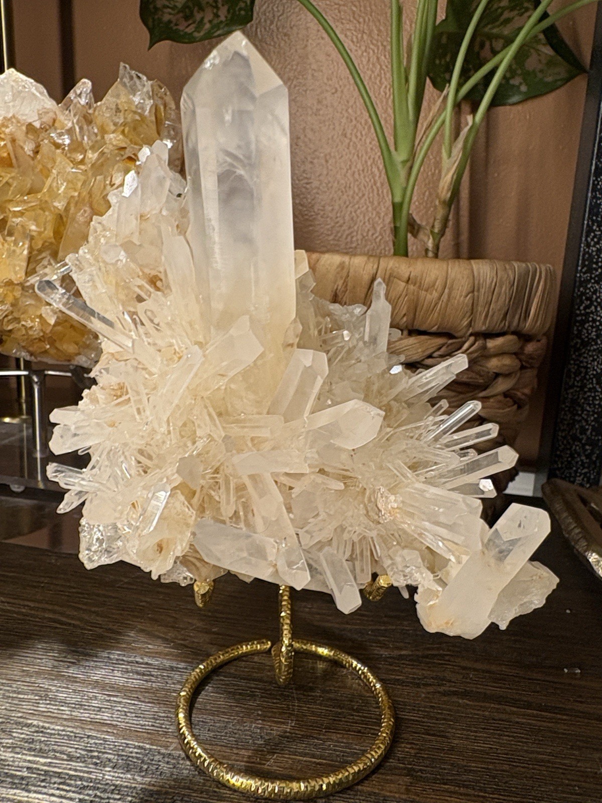 Golden Lemuriam Quartz Cluster Approx 6in x 4in
