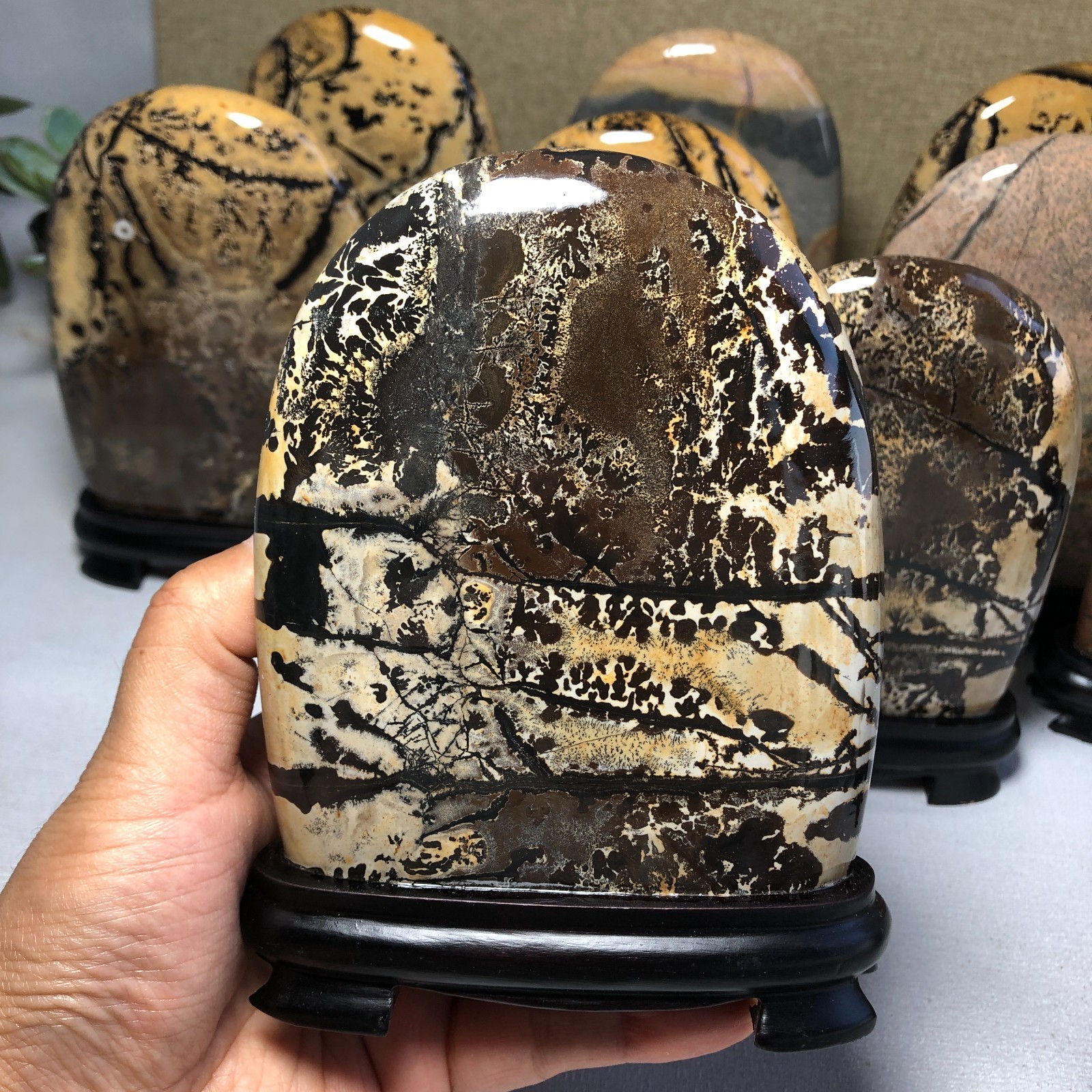 5Pcs Natural Chinese painting stone crystal ornaments for home decoration
