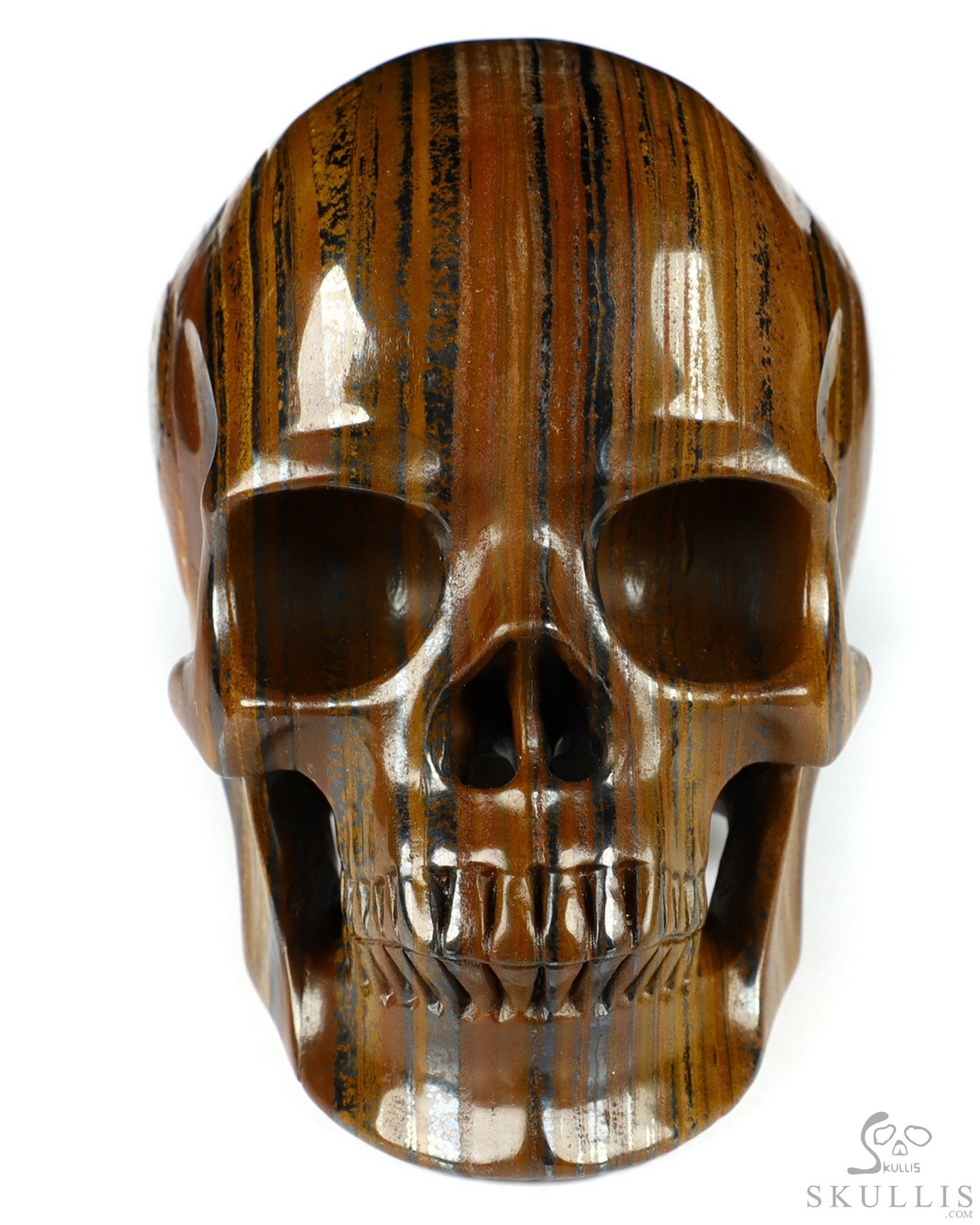 Huge 5.1″ Colorful Tiger Iron Eye Carved Crystal skull,Super Realistic, Healing