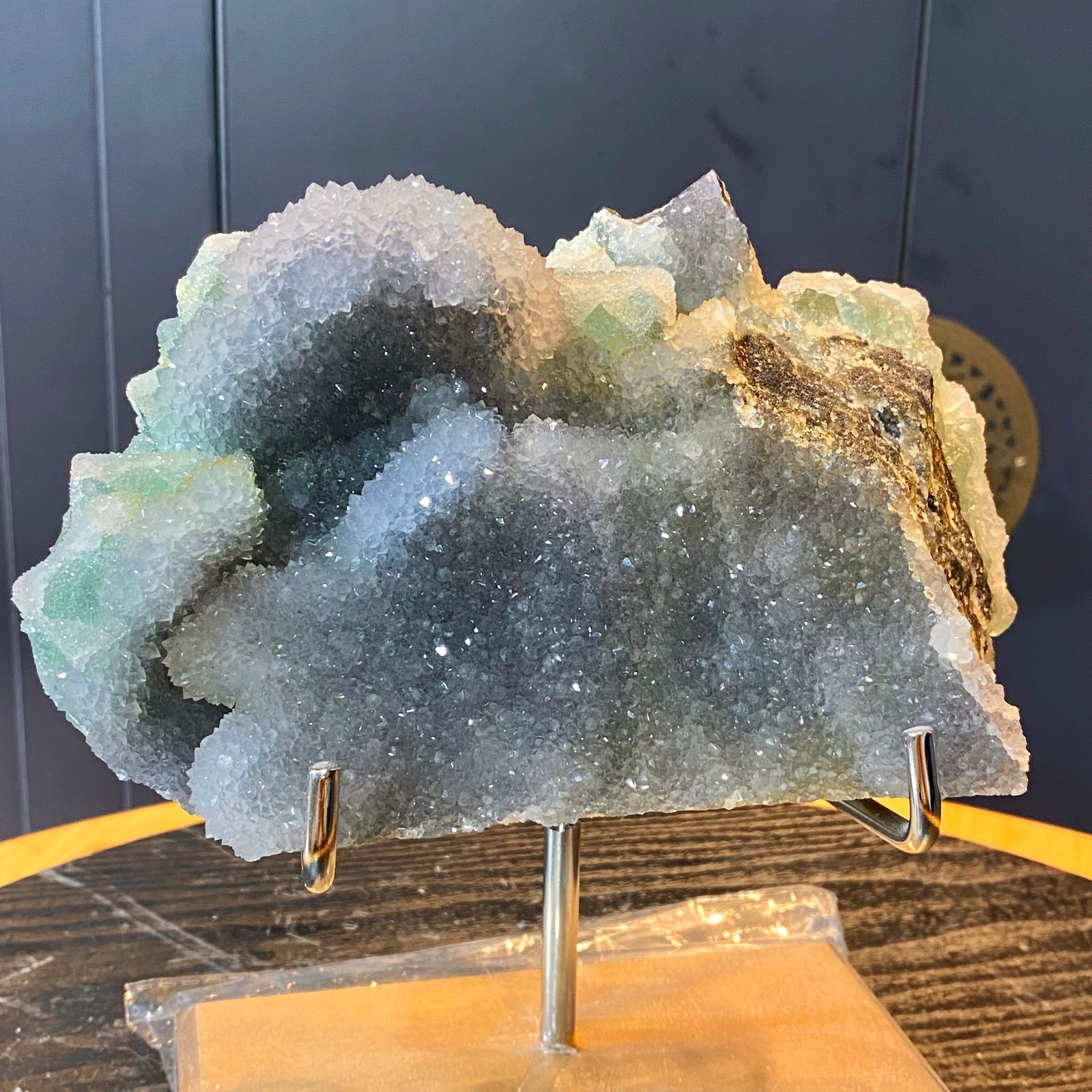 3.83LB Natural green cubic fluorite quartz crystal cluster mineral specimen