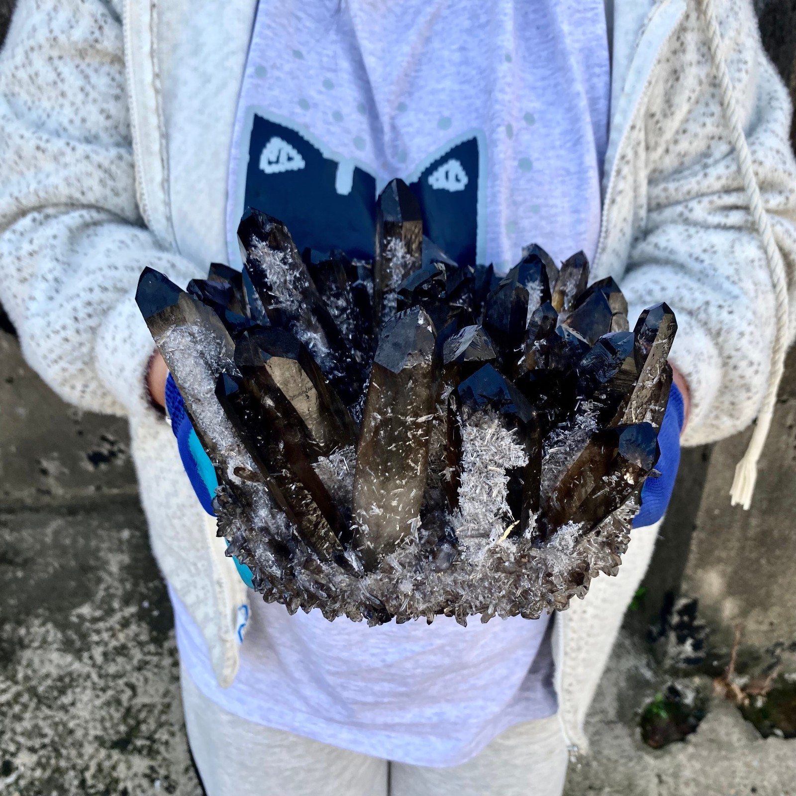 15.43LB New Find black Phantom Quartz Crystal Cluster Mineral Specimen Healing