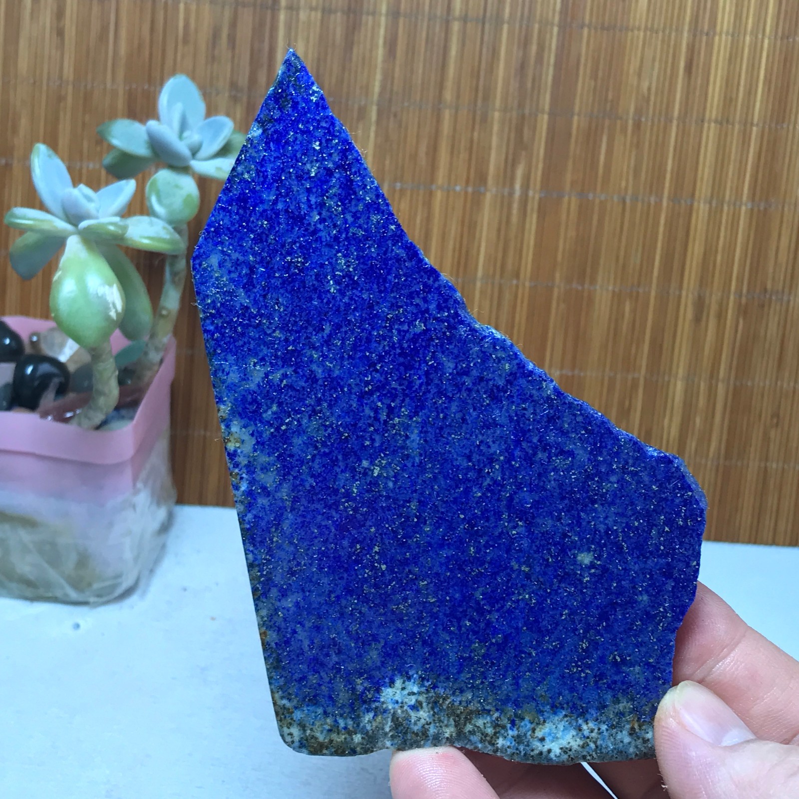 118-79-6mm Natural Lapis lazuli slice Crystal gemstone Polish/rough 104g A2860