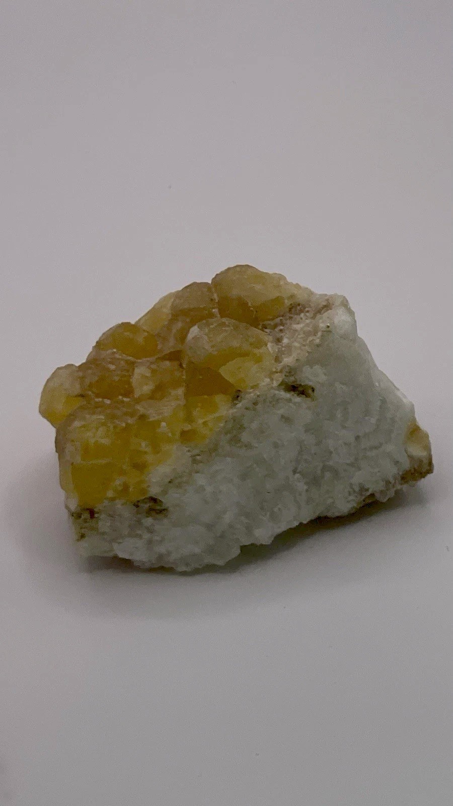 Botryoidal Yellow Fluorite Specimen Crystal Cluster on Matrix Rough Mineral