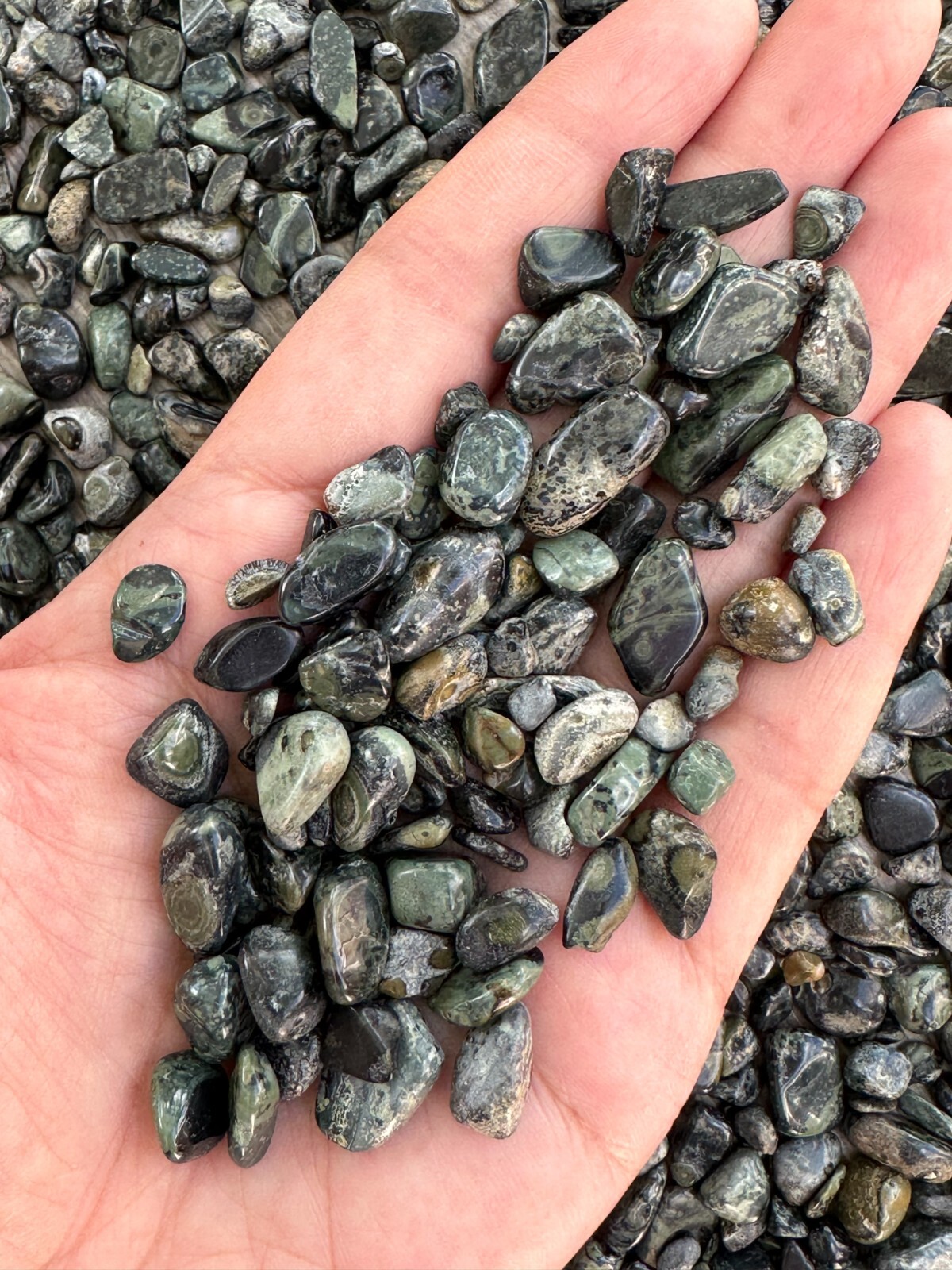 Grade A++ Kambaba Jasper Semi Tumbled Gemstone Chips 4-10mm, Wholesale Bulk Lot