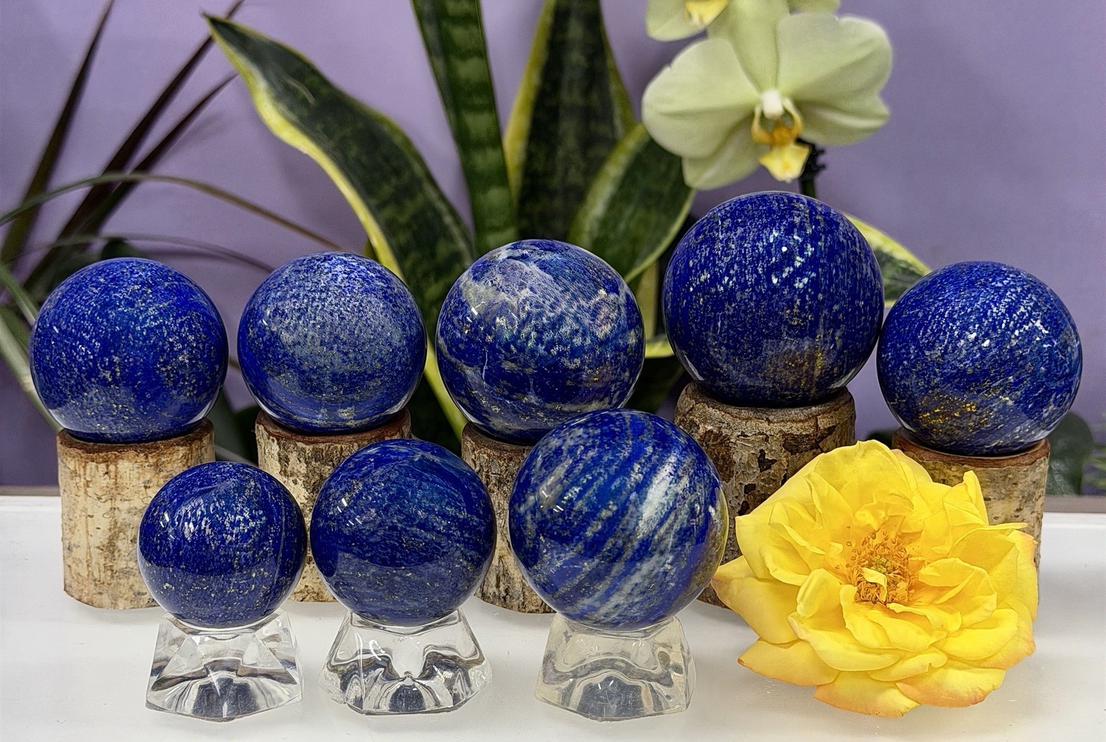 Wholesale Lot 8 pcs Natural Lapis Lazuli Sphere Crystal Healing Energy