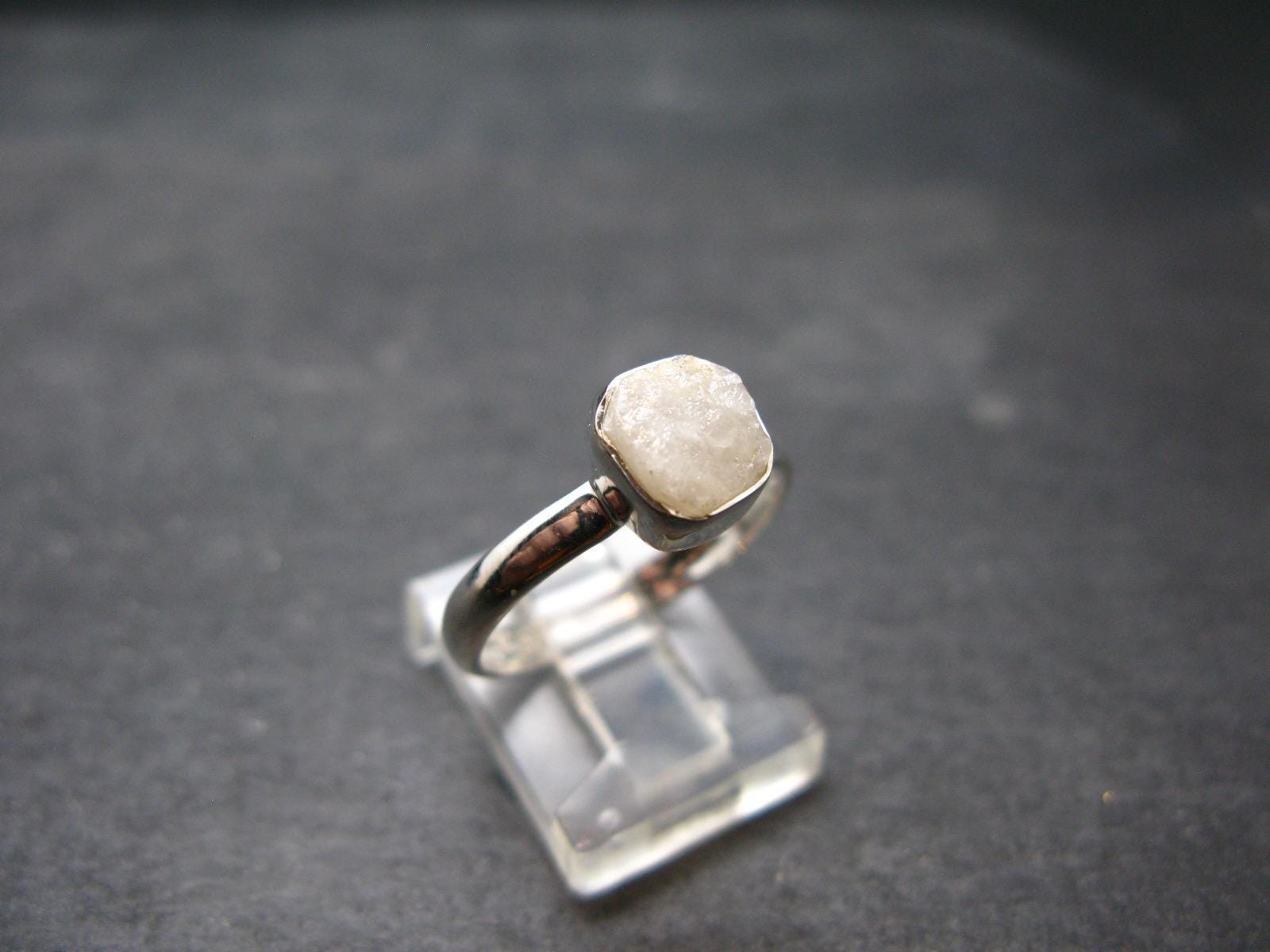 Very Rare White Cryolite 925 Silver Ring from Greenland – Size 8 – 2.0 Grams