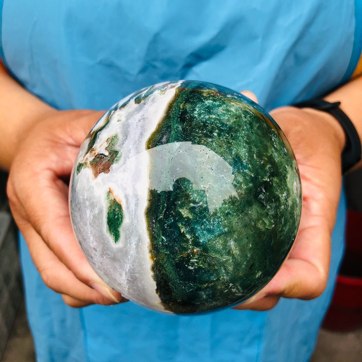 3pcs 5.83LB Natural Water Grass Agate Ball Quartz Crystal Ball Healing 2110