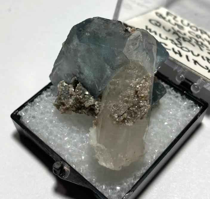 Baby blue Fluorite with Quartz and Muscovite Thumbnail from China