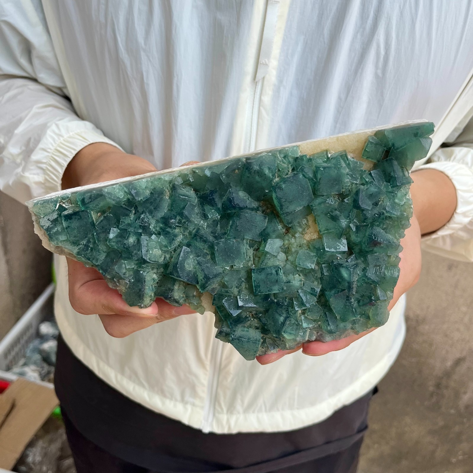 2.4lb NATURAL Green Cube FLUORITE Quartz Crystal Cluster Mineral Specimen