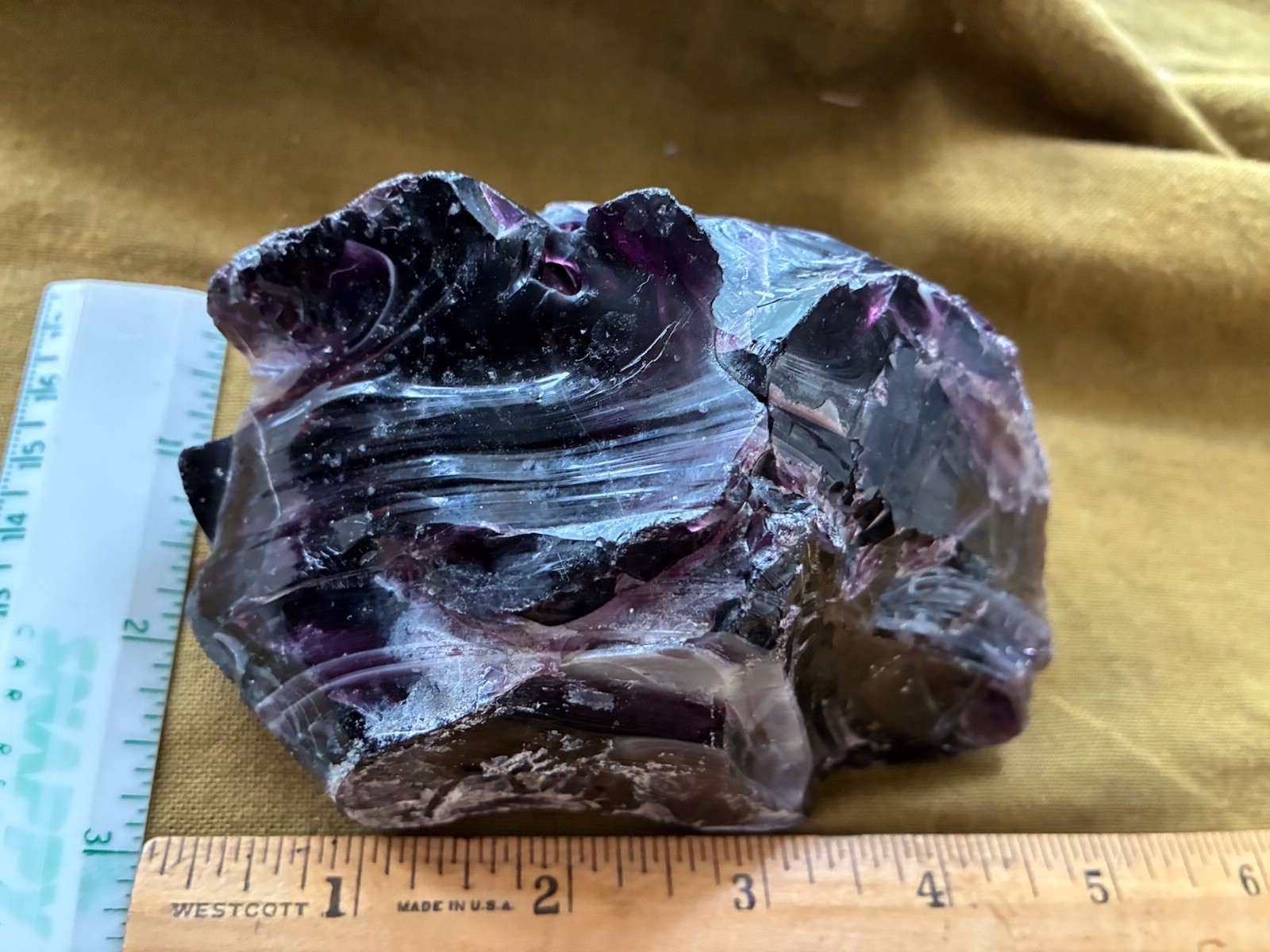DEEP PURPLE/MULTICOLOR FLUORITE GLASS SLAG? PIECE~Great Looking; Hefty Sample