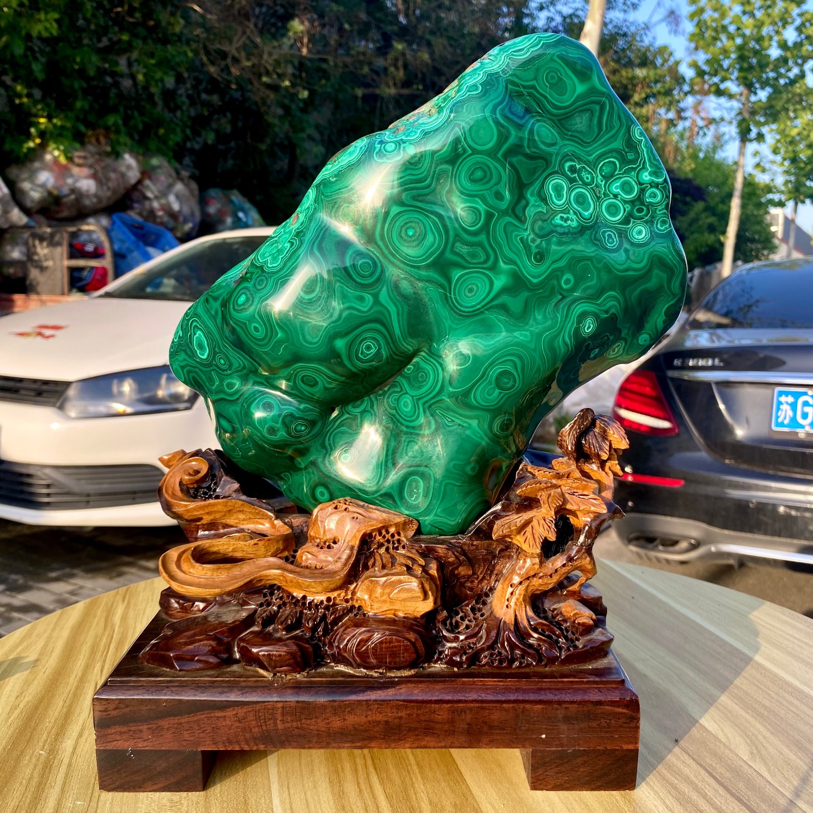 27.84LB Natural Polished Malachite Mineral freeform specimen Reiki Stone