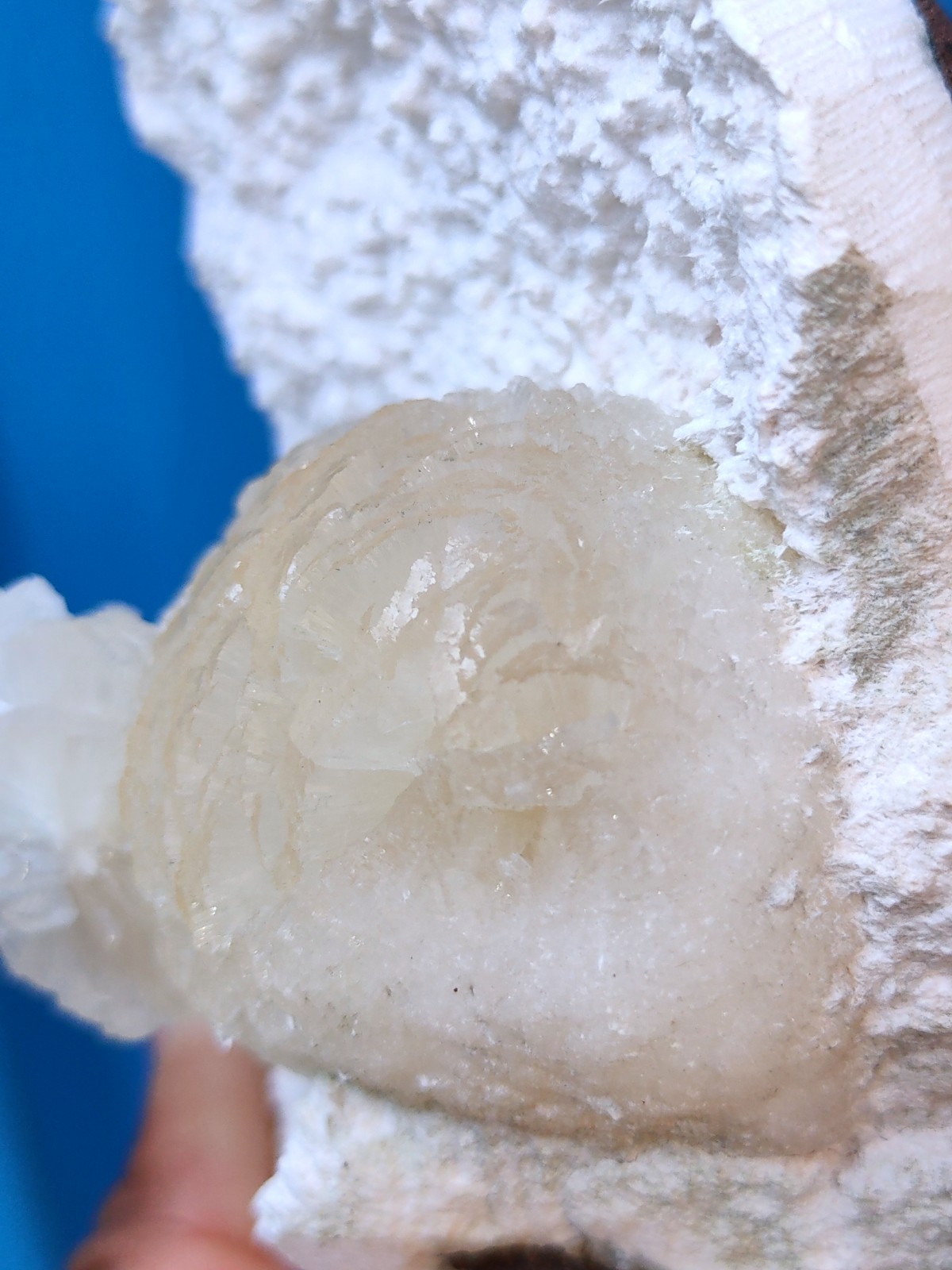Yellow Sterlite Ball on Okenite Natural mineral specimen