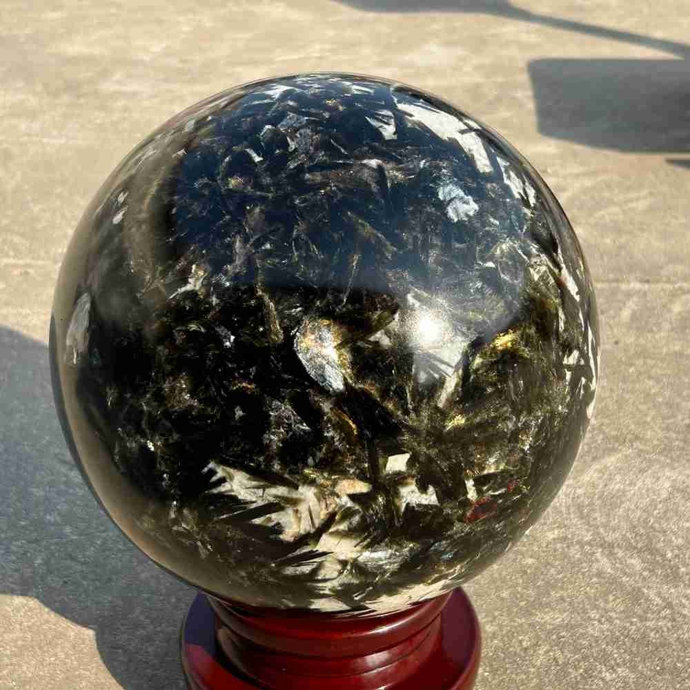 48.4lb Natural green Mica Lepidolite Quartz Sphere Crystal Ball Reiki Gem +stand