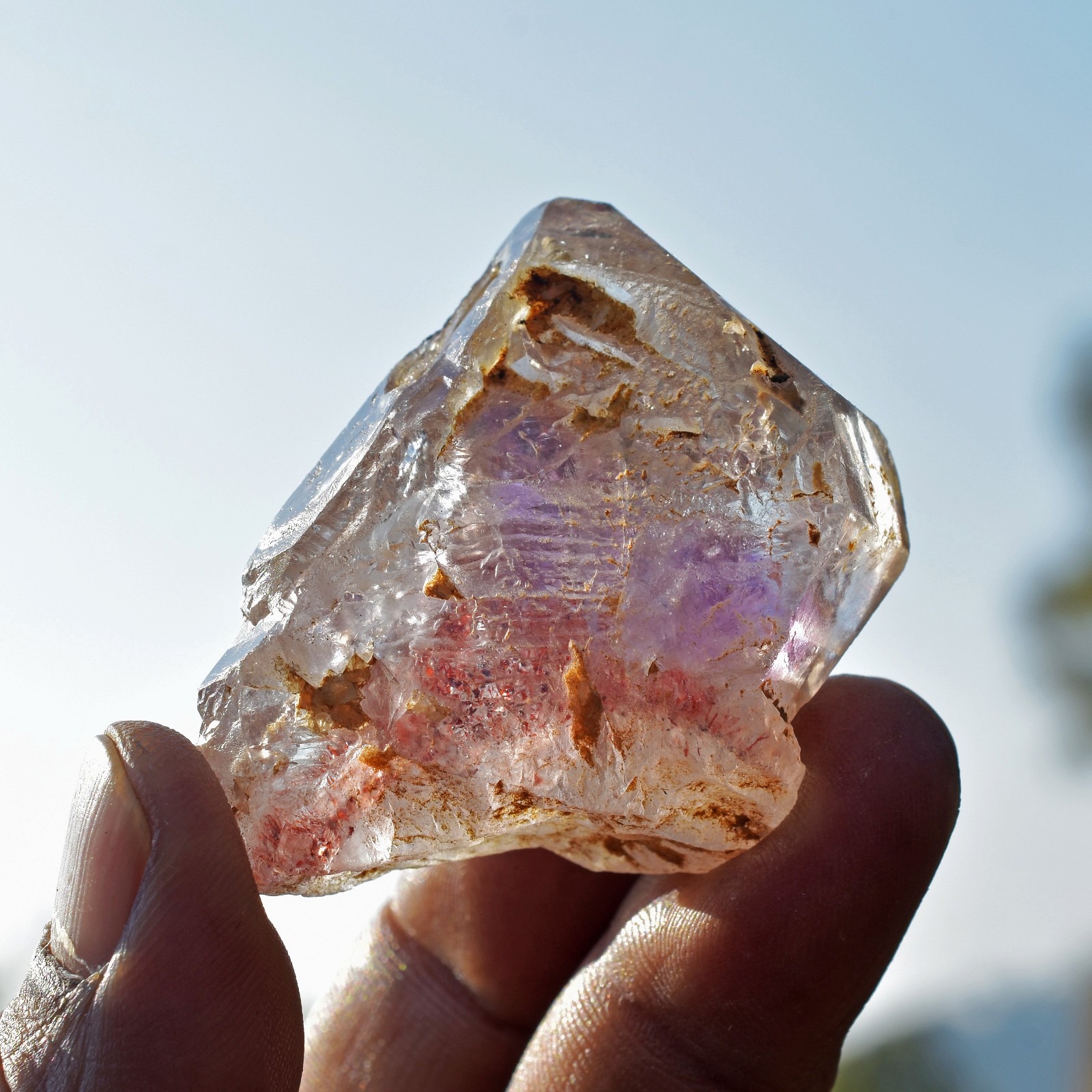 Rare Tibetan Super Seven Nirvana Ice Amethyst Smoky Quartz Fenster Crystal