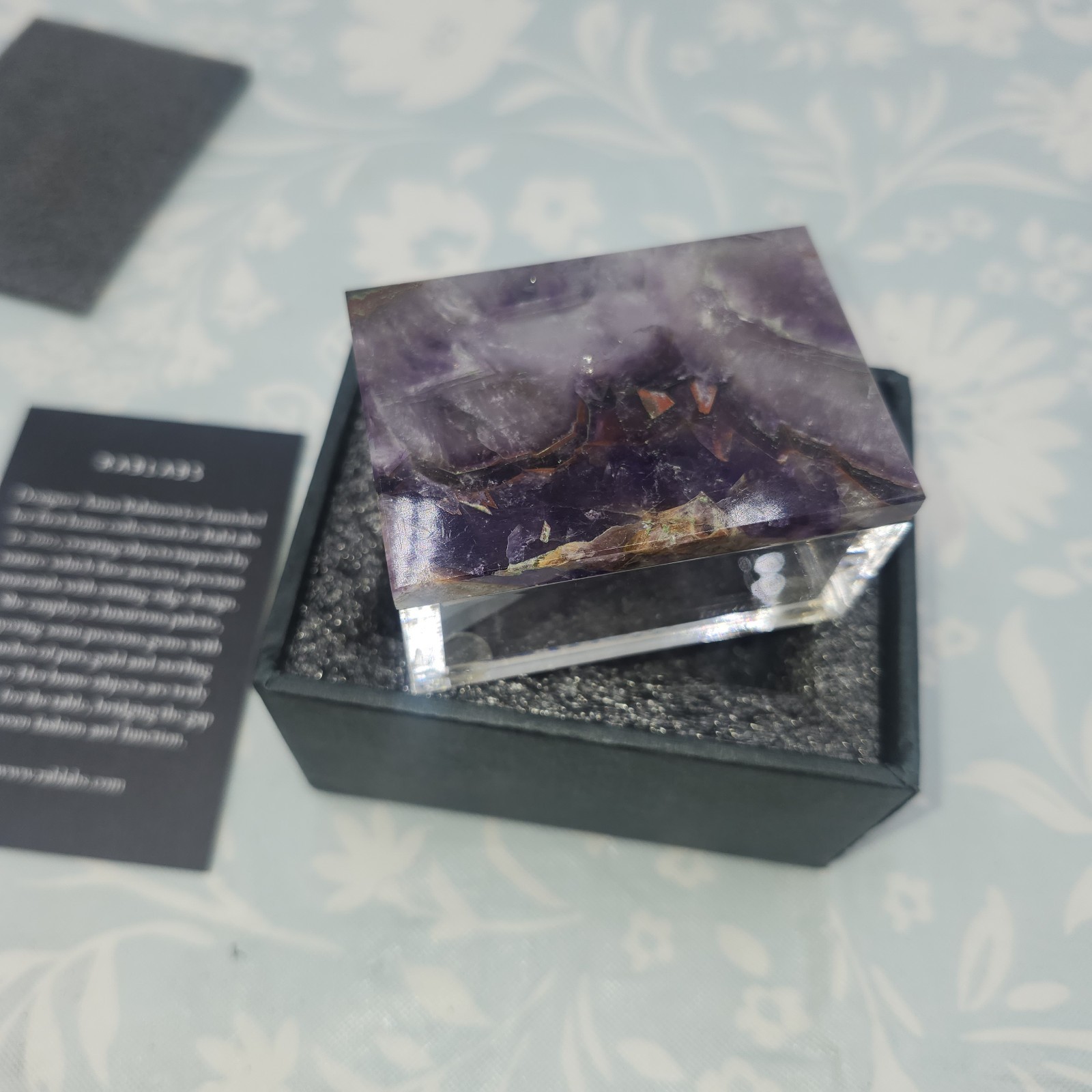 NEW RABLABS RARE Adorado LUCITE BOX Moss Agate purple trinket
