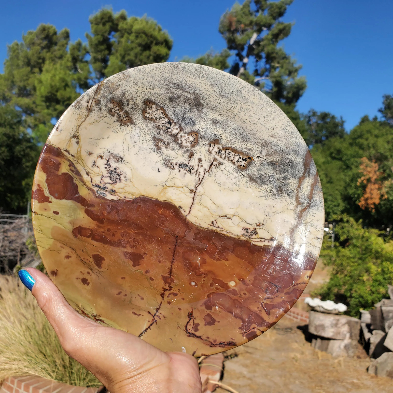 Picture Story Jasper Crystal Platter Plate Serving Display Dish l 1230 grams