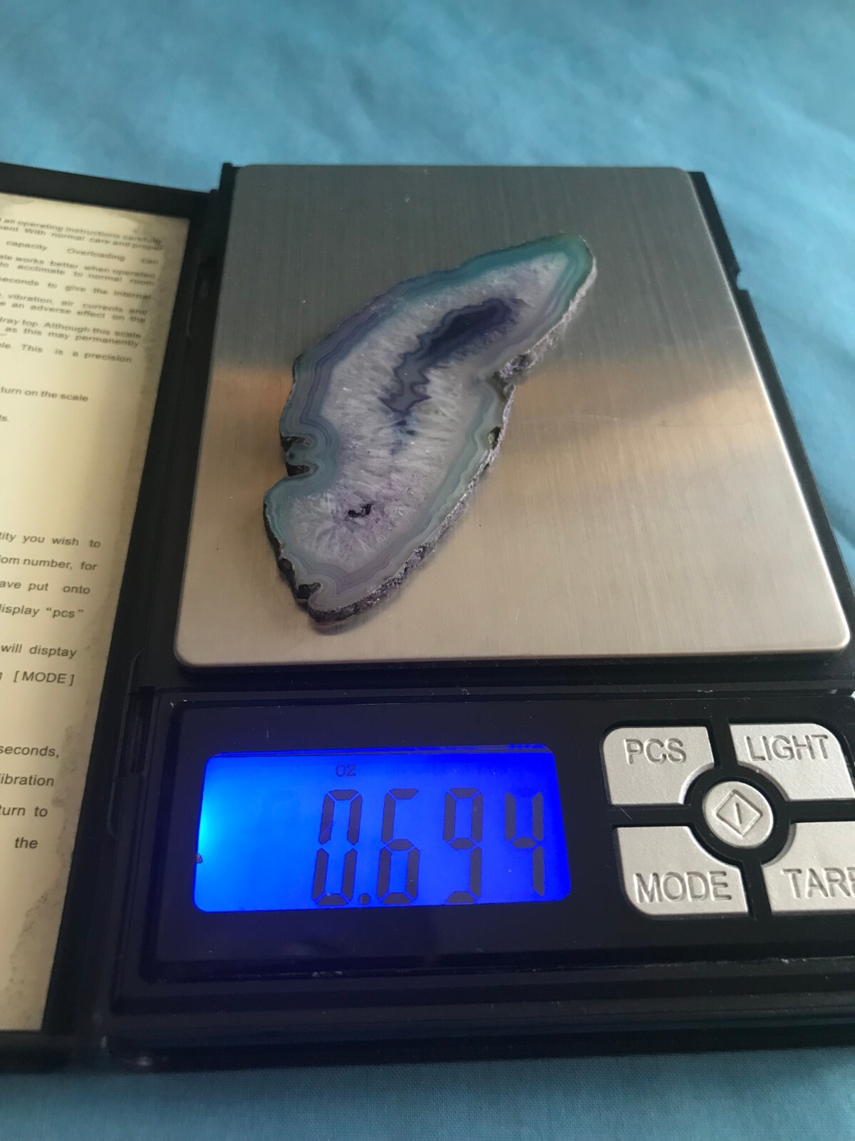 3-5/8” by 1-1/2” Blue Dyed Cut & Polished .69 Ounce Agate Rock Slab Craft Stone