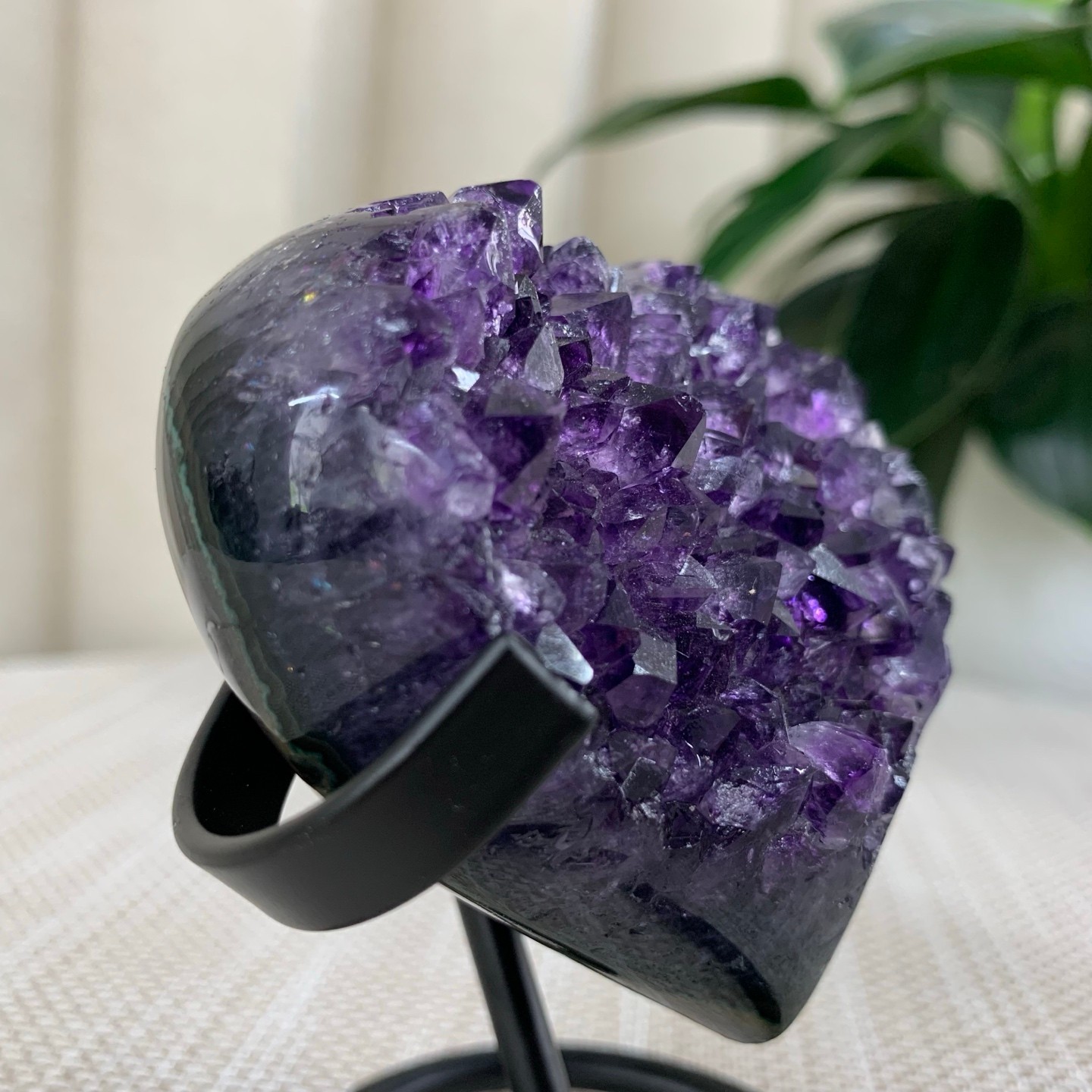 340G Natural Agate Amethyst Heart Crystal Pendant Healing Decor With Stand