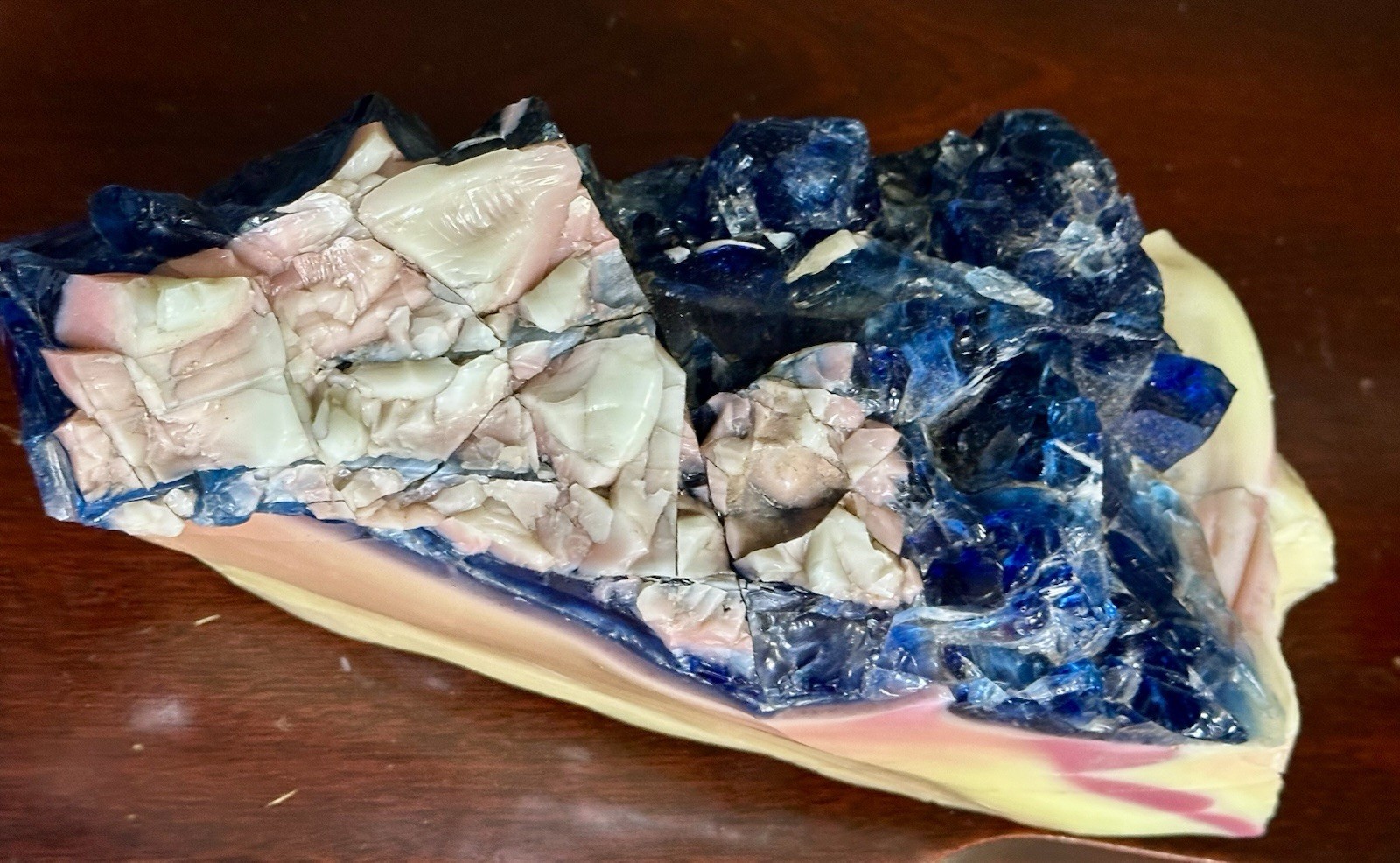 Stunning Uranium Slag Glass Cullet Mixed Blue Yellow Orange HOUZER Rock Overpour