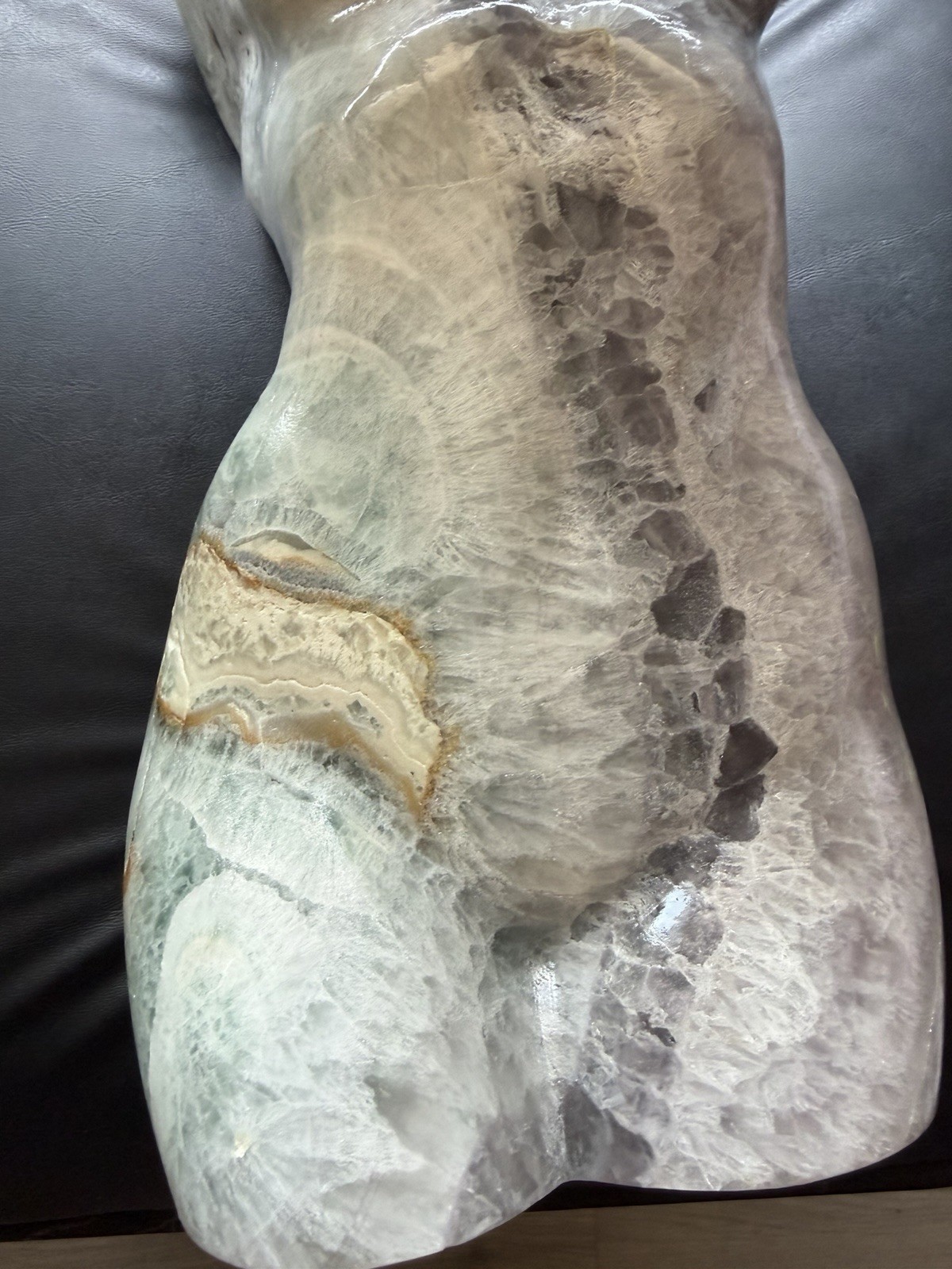 Large 22 lb Natural Fluorite Goddess Torso Crystal Carving Sculpture 9.75kg