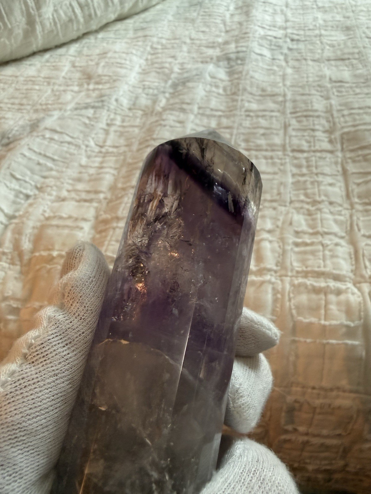 9-1/2in Amethyst Vogel Style 24-Sided Crystal Wand With Stand