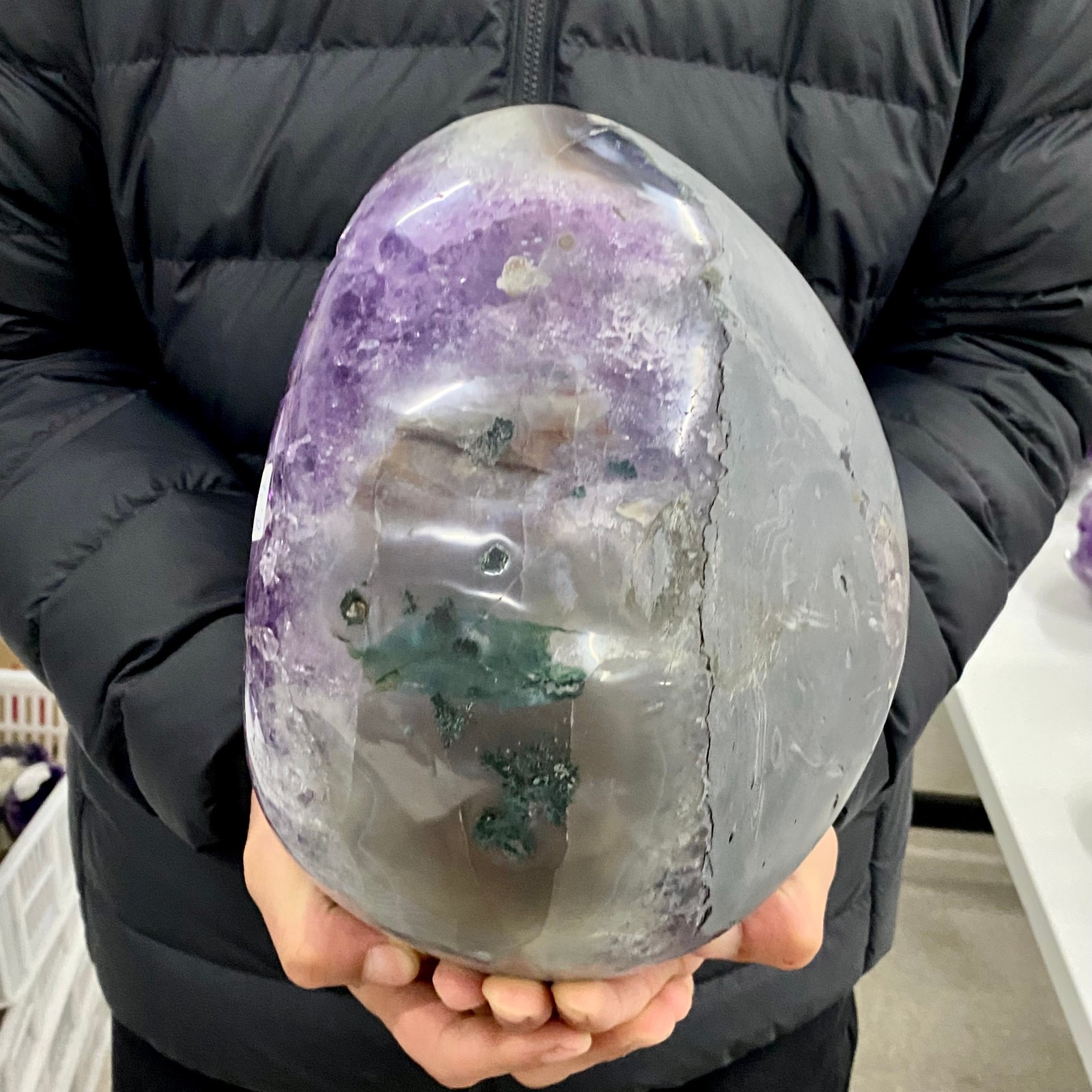 19LB Natural rare amethyst Dinosaur egg Quartz Crystal specimen healing