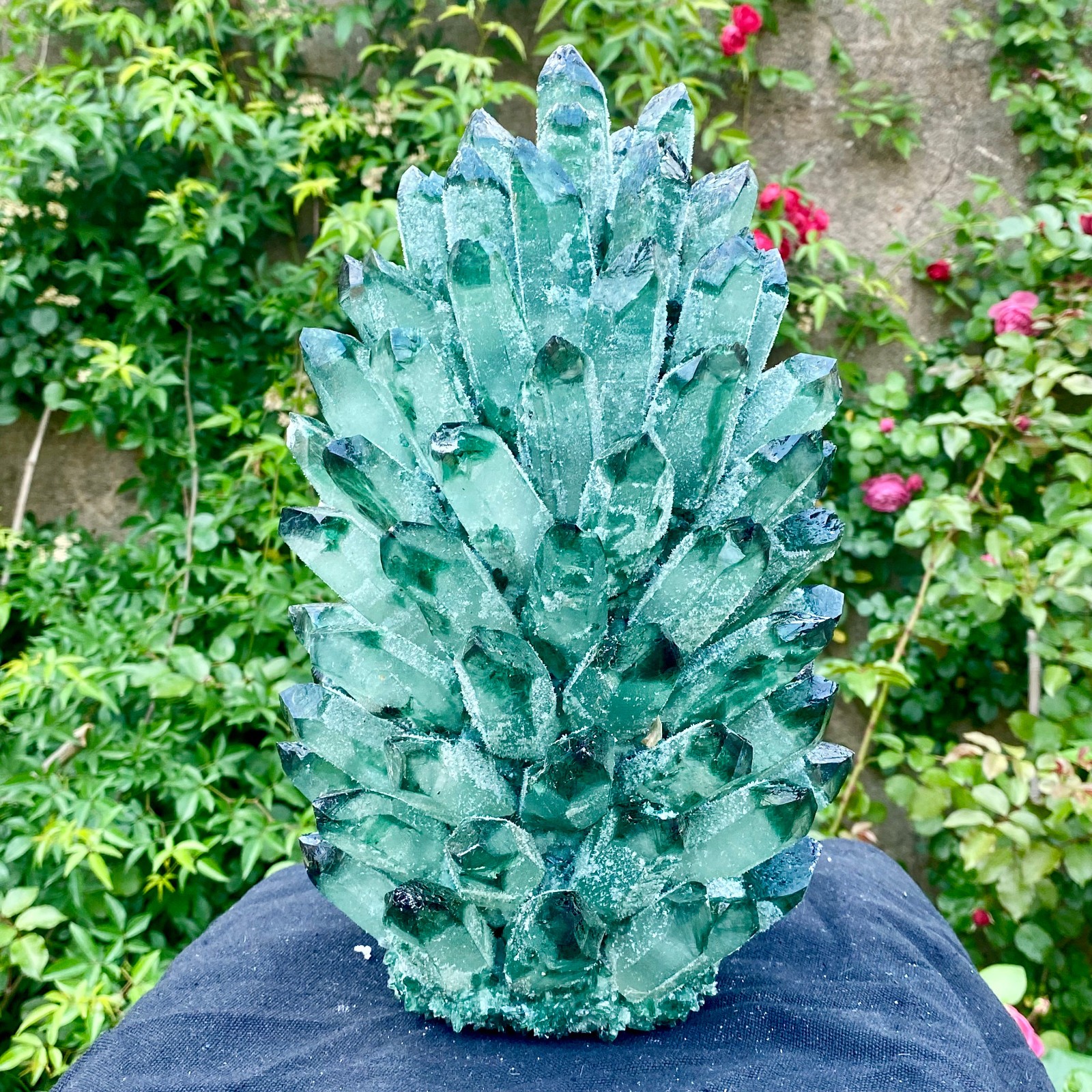 18LB New Find green Phantom Crystal Quartz Cluster Mineral Specimen Healing