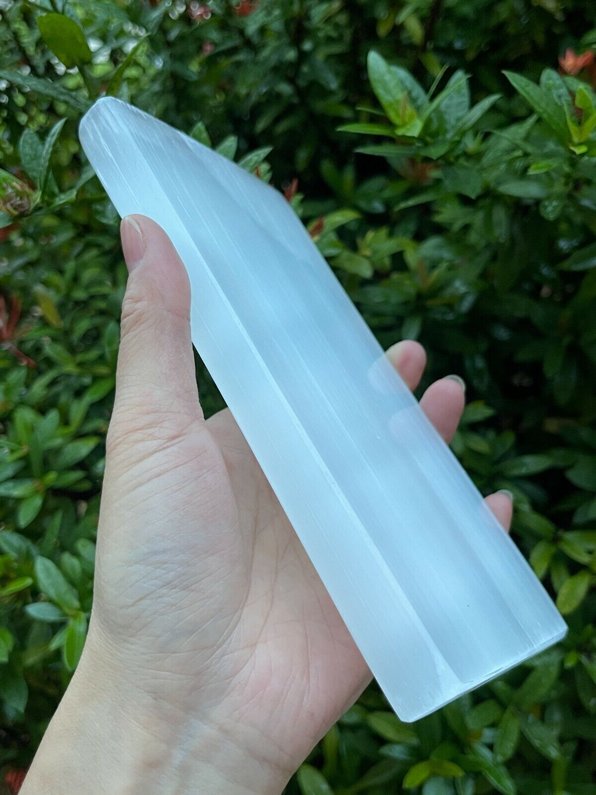 Large Selenite Charging Plate -8×4 Inch Polished Selenite Slab, Selenite Tile