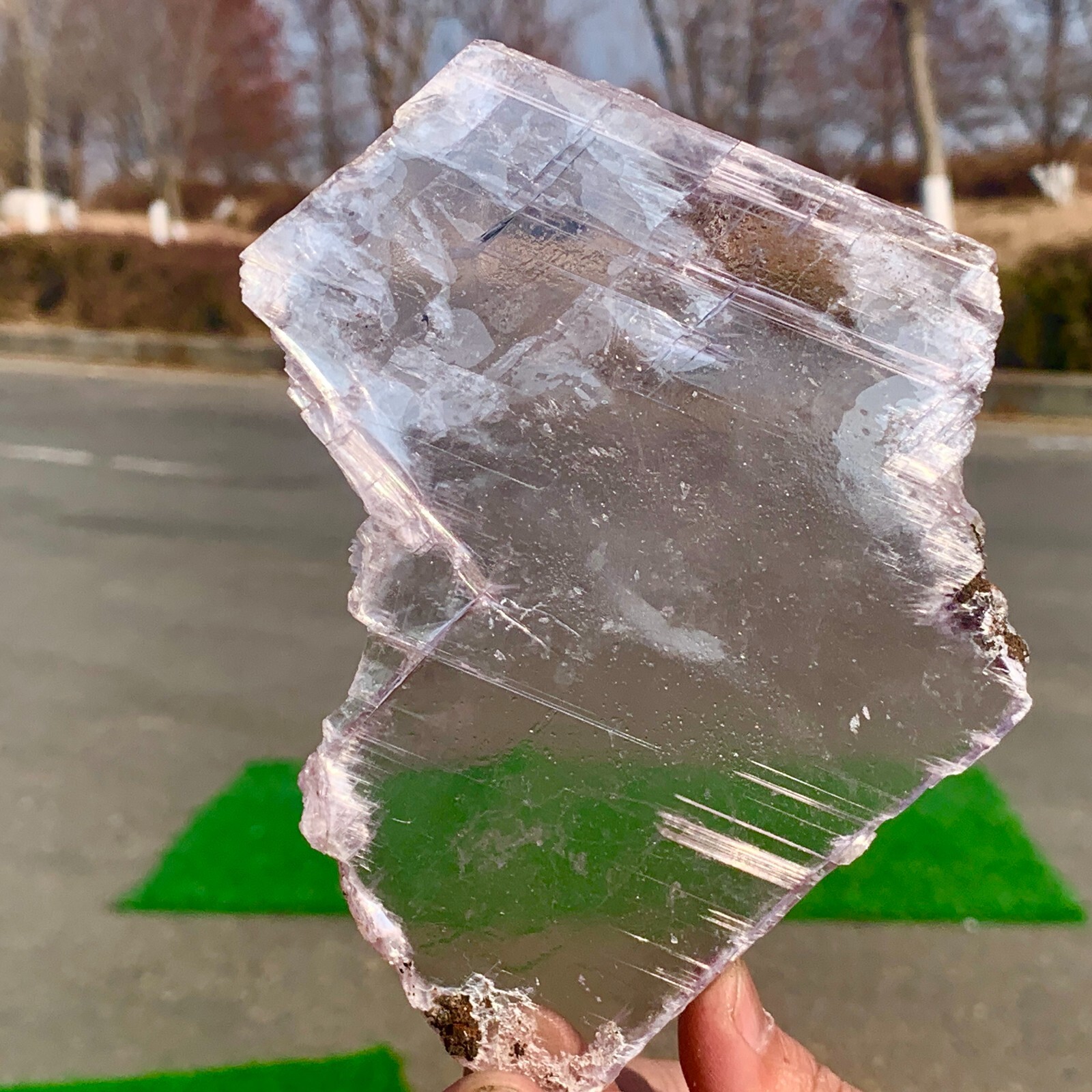 174g Natural purple selenite gypsum quartz crystal slab mineral specimen healin