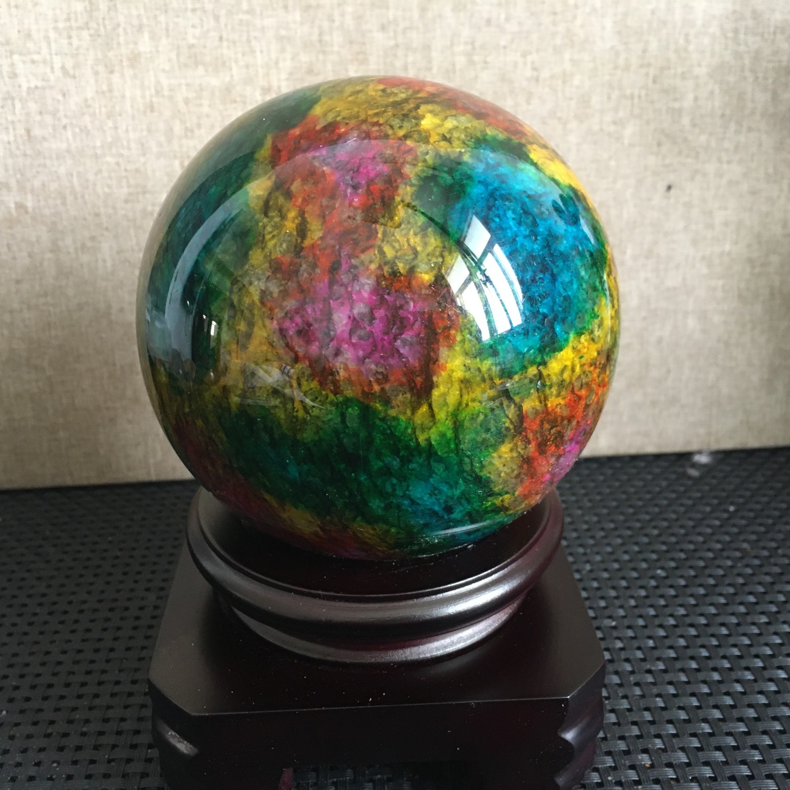 1585g “Seven Colors Jade” crystal sphere specimen -Taiwan China