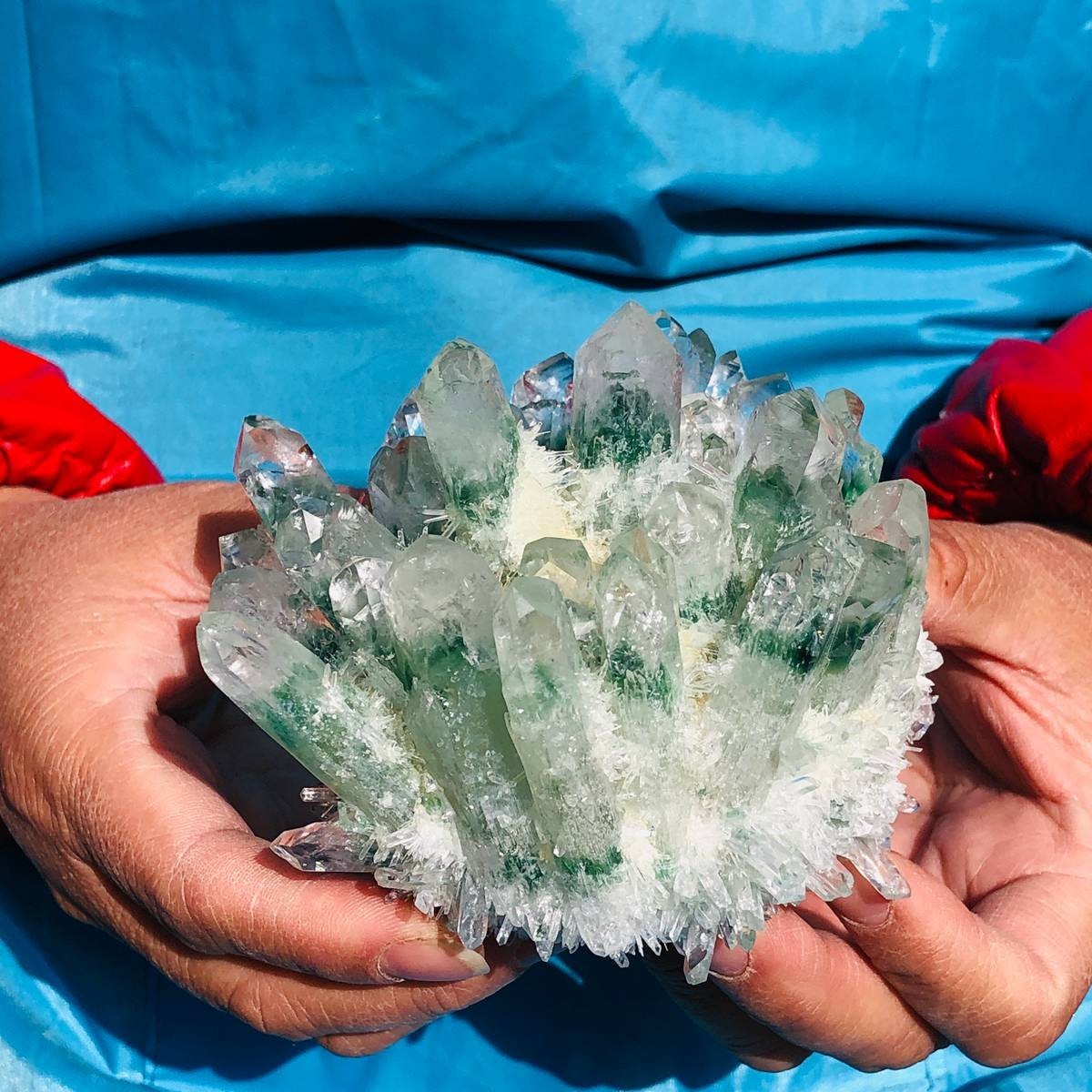 2 piece Lab-Grown Green Crystal Clusters Healing Energy Home Decor 2.61LB