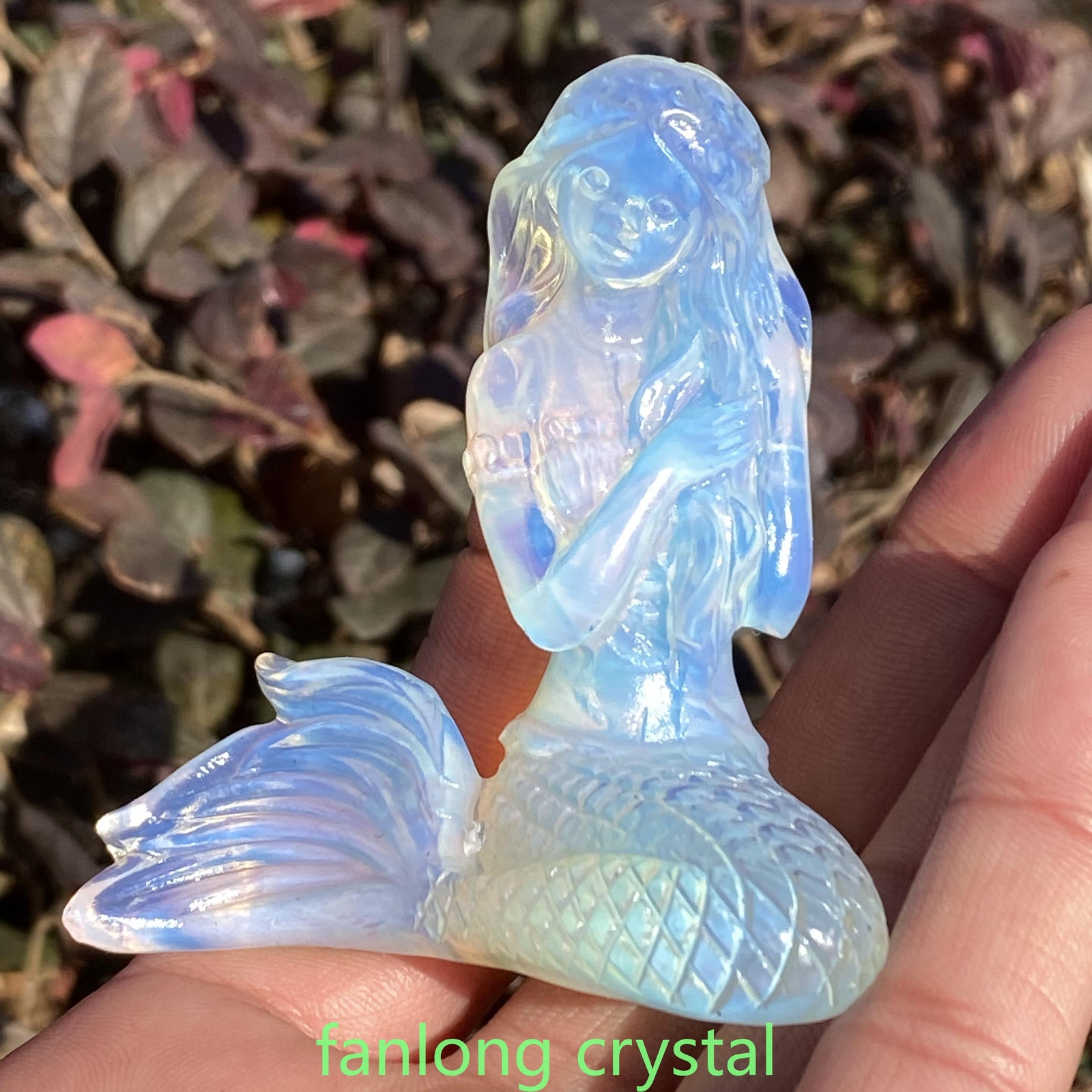 3” Opalite quartz Crystal Carved Mermaid Skull Reiki healing Random 1pc