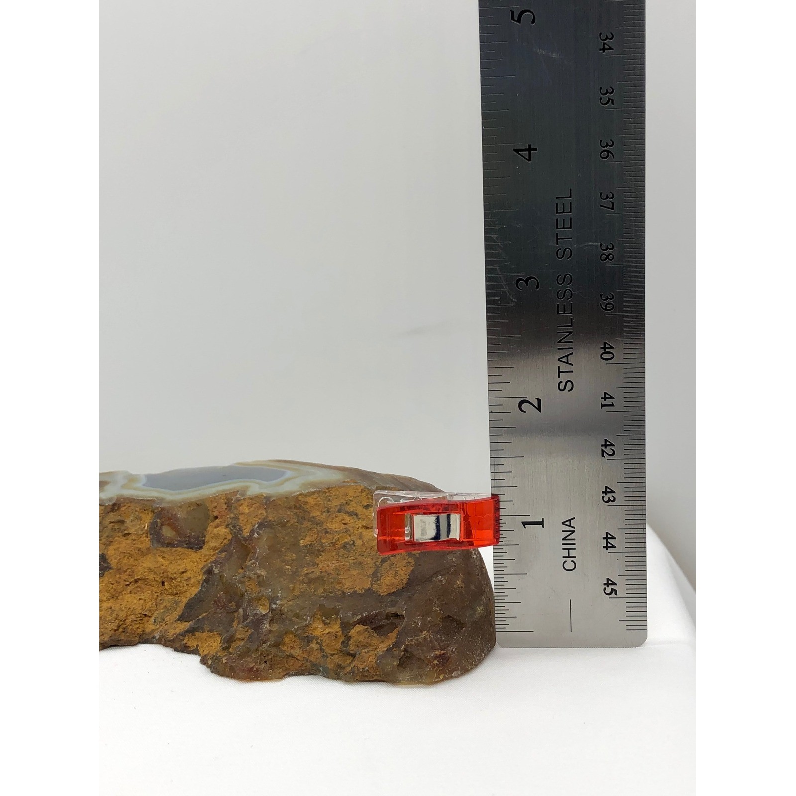 Natural Polished Banded Agate Slice Geode Specimen Brown Gray 5.25 Inch Decor