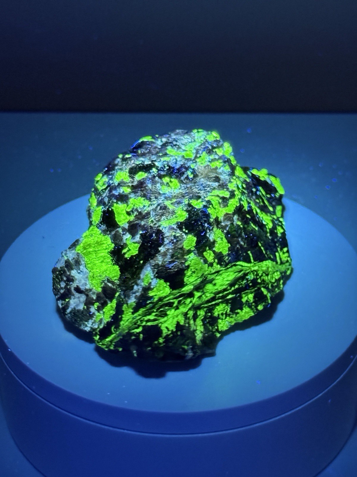 LUMINOUS Hardystonite, Willemite, & Franklinite Fluorescent Mineral Specimen