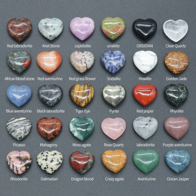 10Pcs Natural Healing Reiki Quartz Crystal Heart Stone Gemstone Collection