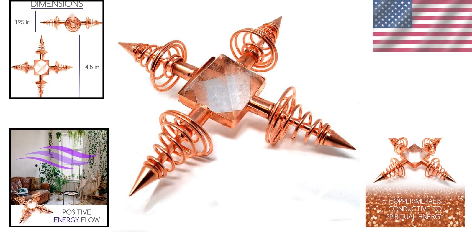 Energy Generator 5.63 Inch Copper Quartz Pyramid Chakra Healing Ghost Hunting…