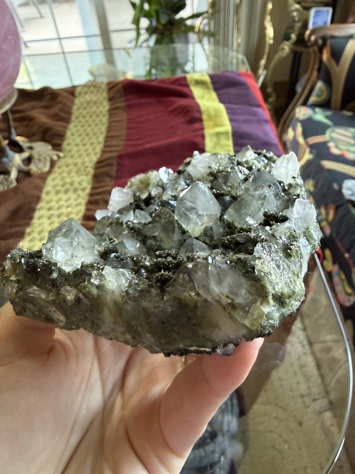 Forest Fairy Epidote on Quartz Crystal Specimen – Turkey