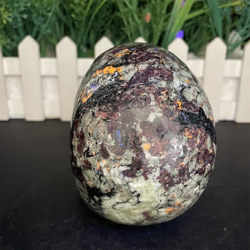 2.6LB 4.3″ Natural A++ Eudialyte Skull Carving Crystal Quartz Mineral UV Reiki