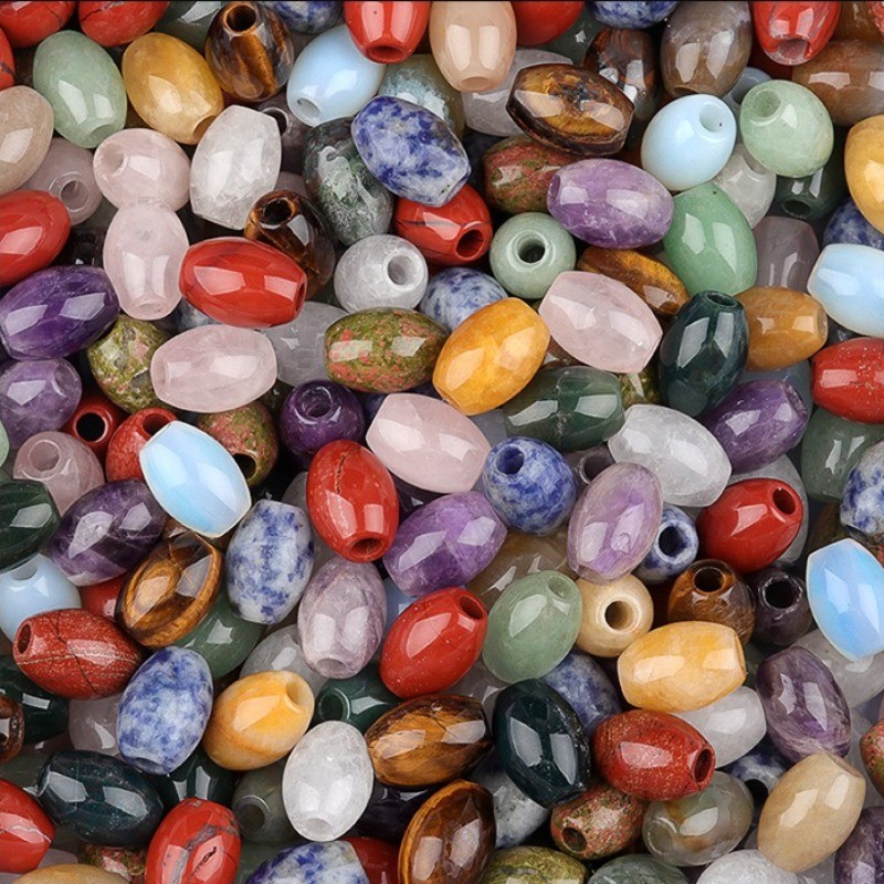 Natural Gemstone Faceted Barrel Beads Large Hole Loose Beads for Jewelry Making