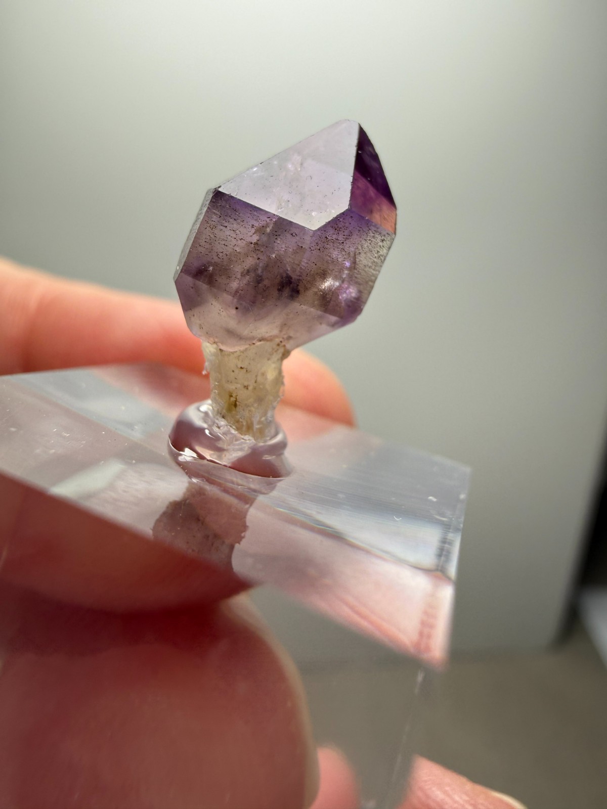 Rare Locale- Little Amethyst Scepter on acrylic base!