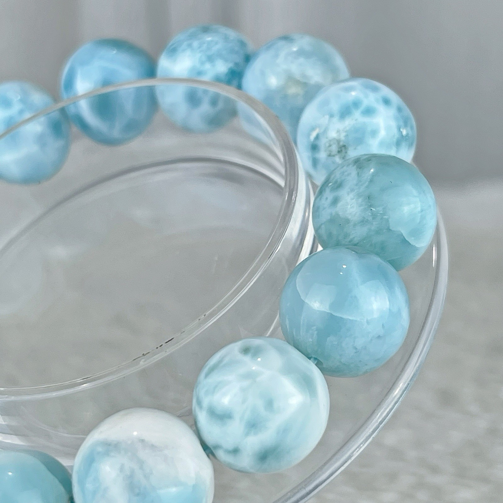 53g Larimar Bracelet Sky Blue, 7 in” 13mm, Dominican Gemstone,