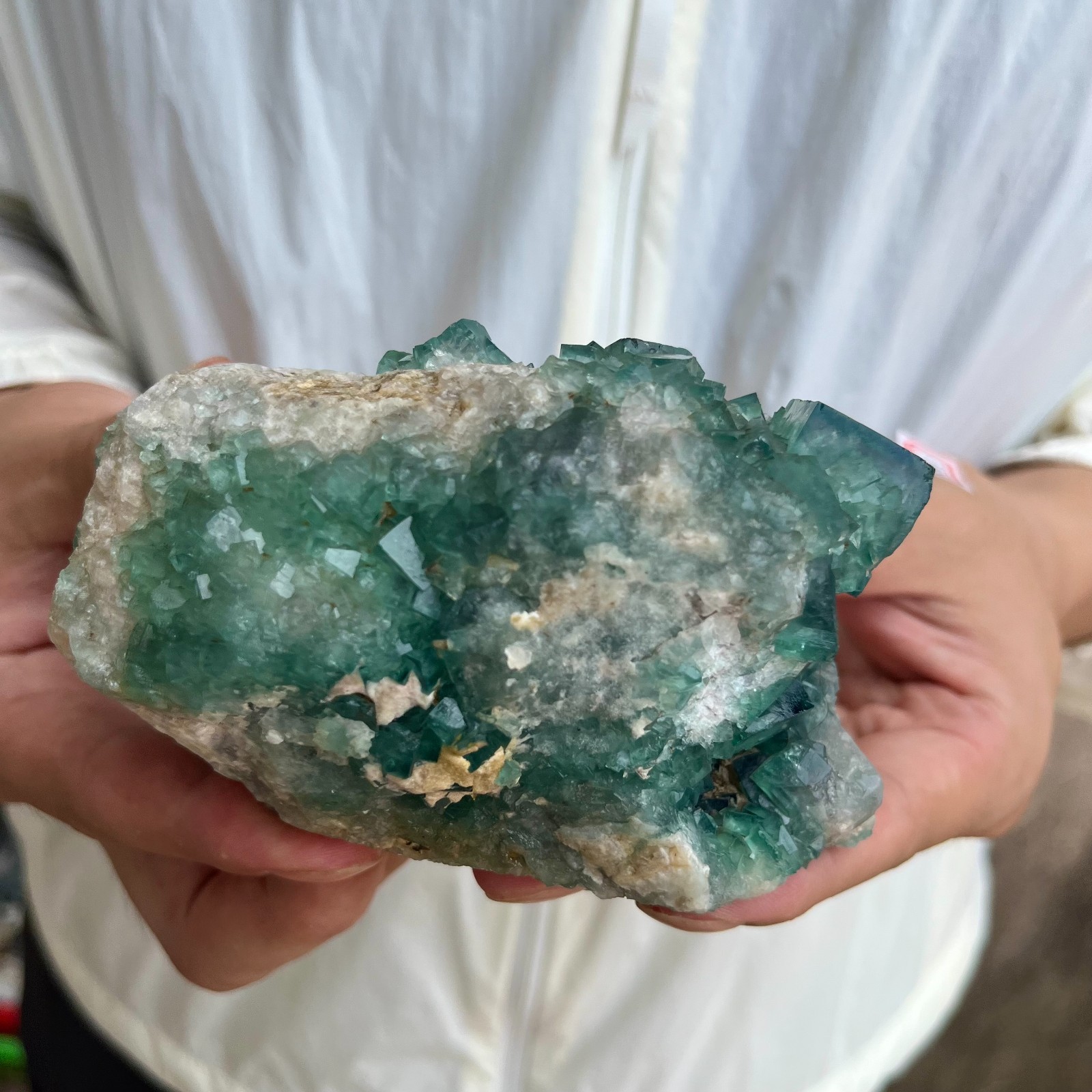 2.1lb NATURAL Green Cube FLUORITE Quartz Crystal Cluster Mineral Specimen
