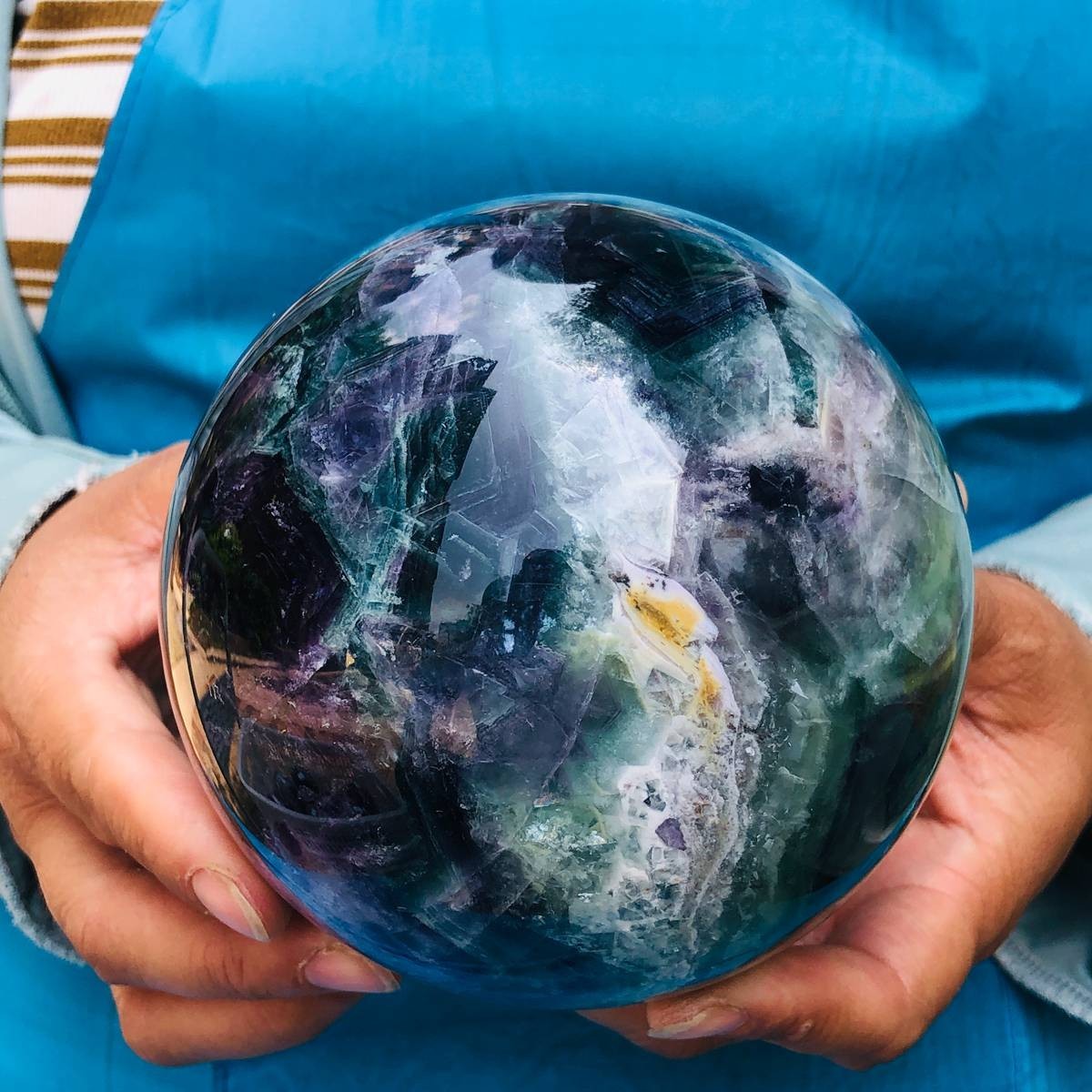 5.25LB Natural Fluorite Ball Crystal Sphere Specimen Mineral Energy Healing