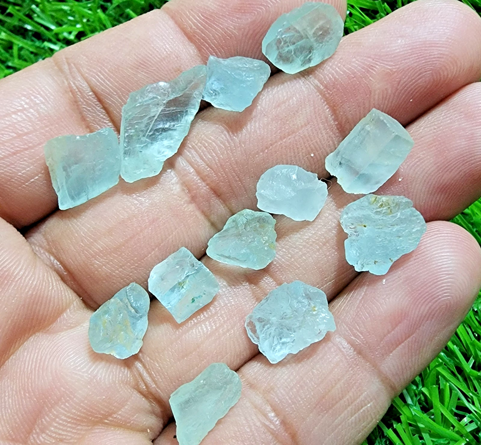 12 Pcs Blue Aquamarine Gemstone Rough Lot 8-20mm Loose Stones Jewelry Making